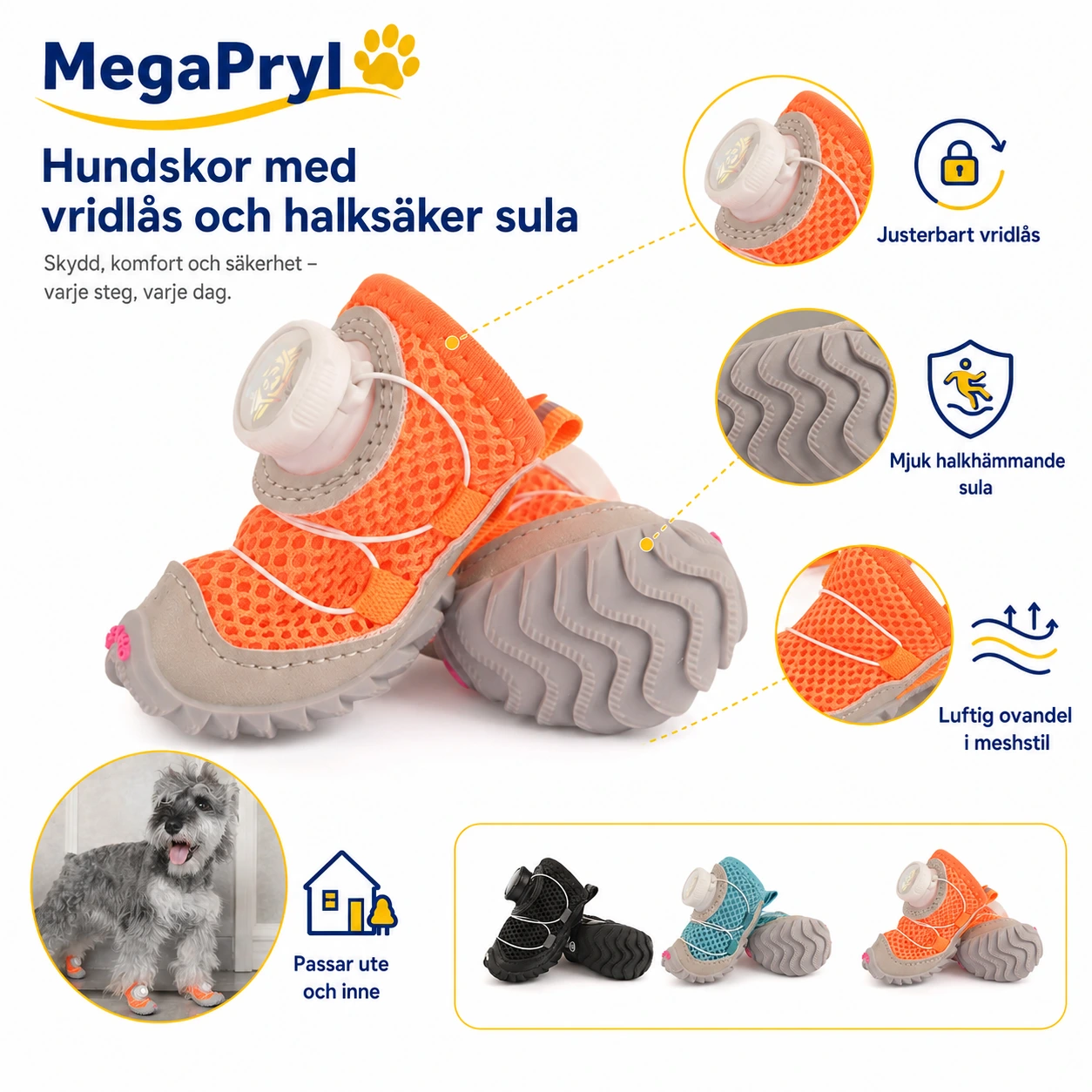Hundskor med vridlås och mjuk sula