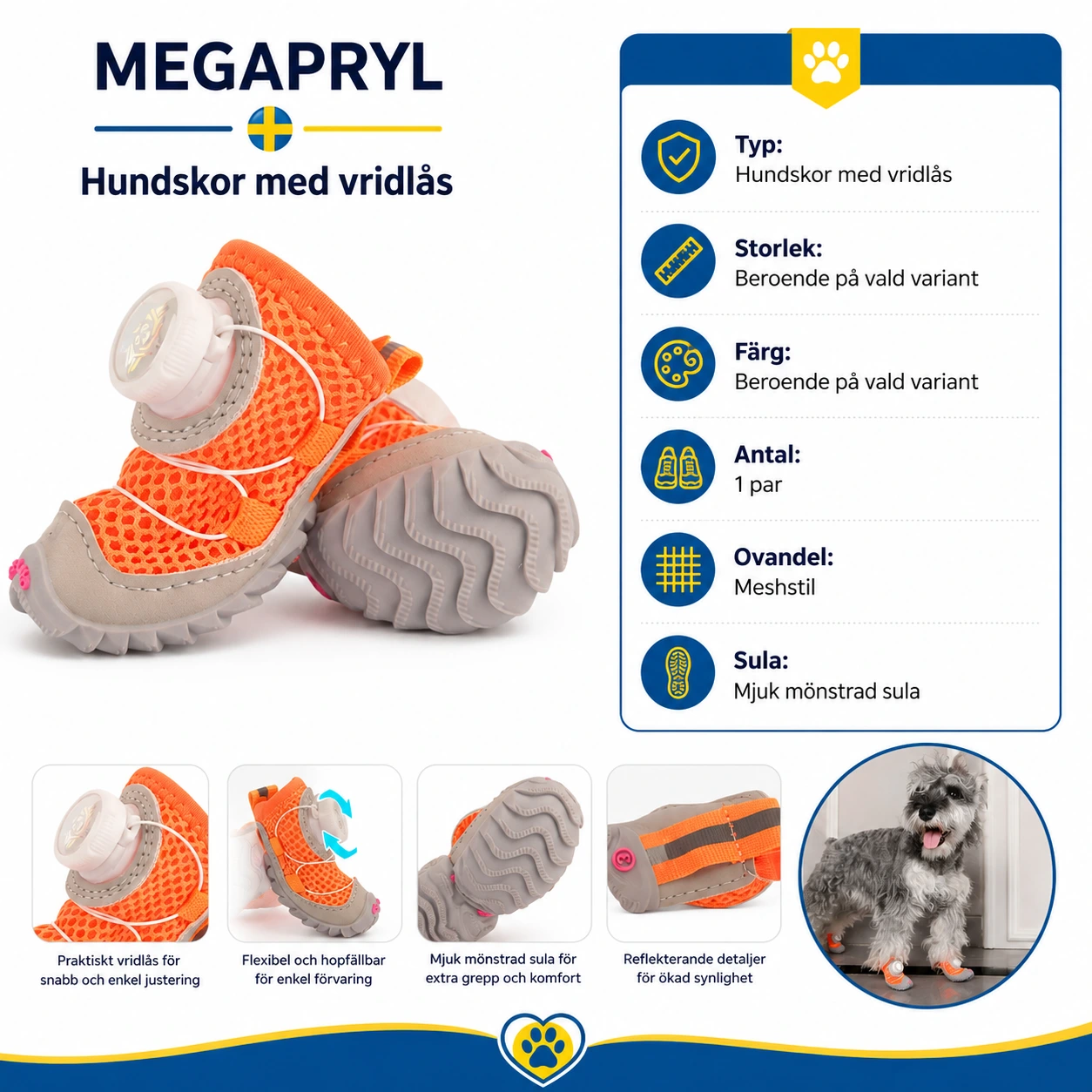 Hundskor med vridlås och mjuk sula
