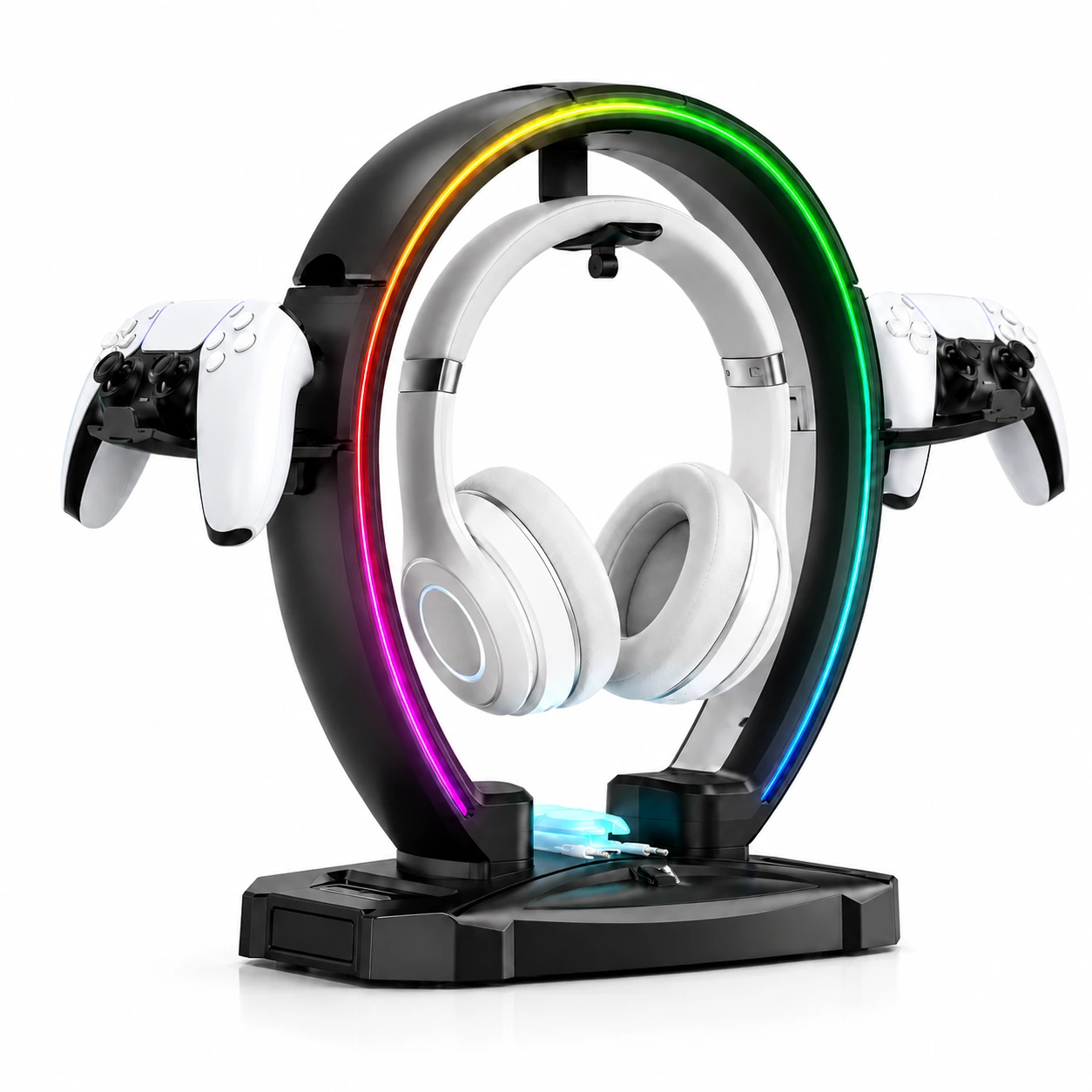 Headsetställ med Kontrollhållare RGB – Gamingställ 