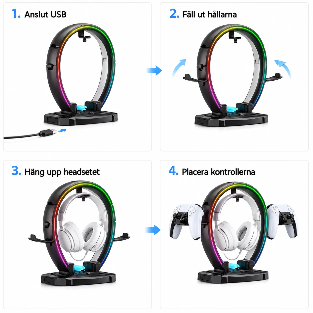 Headsetställ med Kontrollhållare RGB – Gamingställ