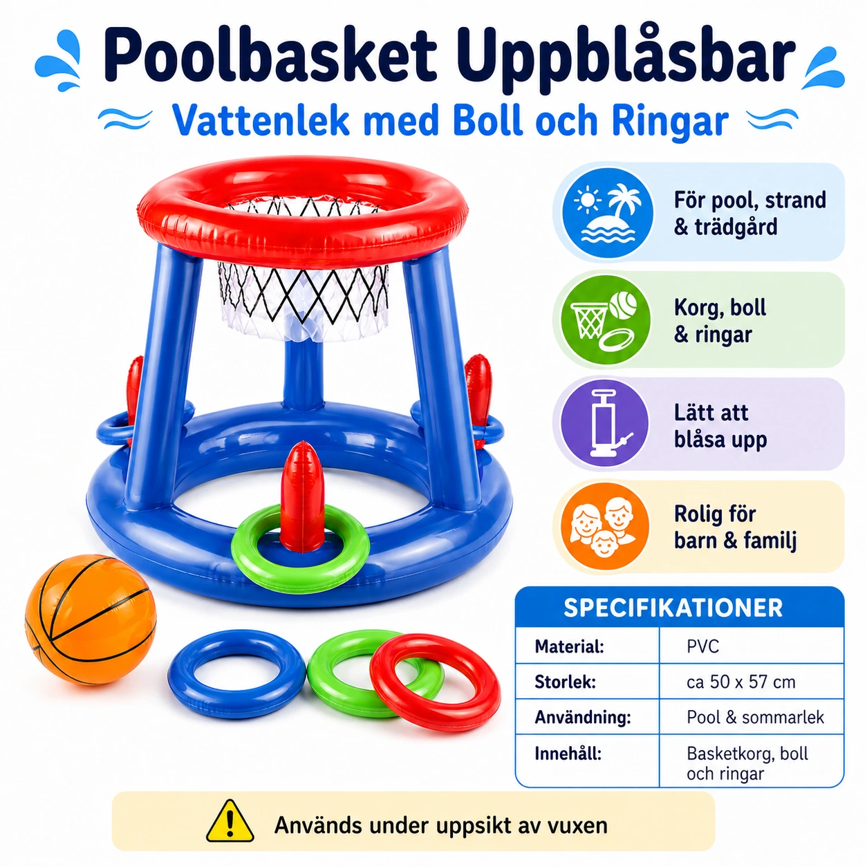 Uppblåsbar Basketkorg Ringkastning Set