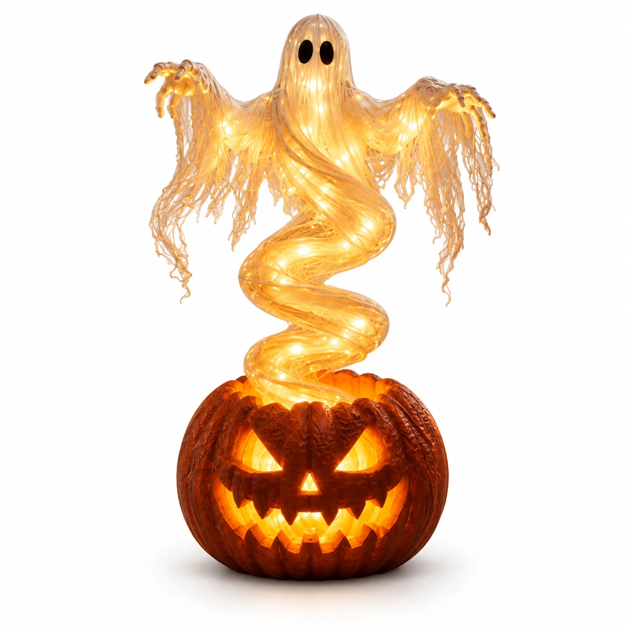 Halloween-lamppu kurpitsassa oleva aave LED-valolla, 21 cm