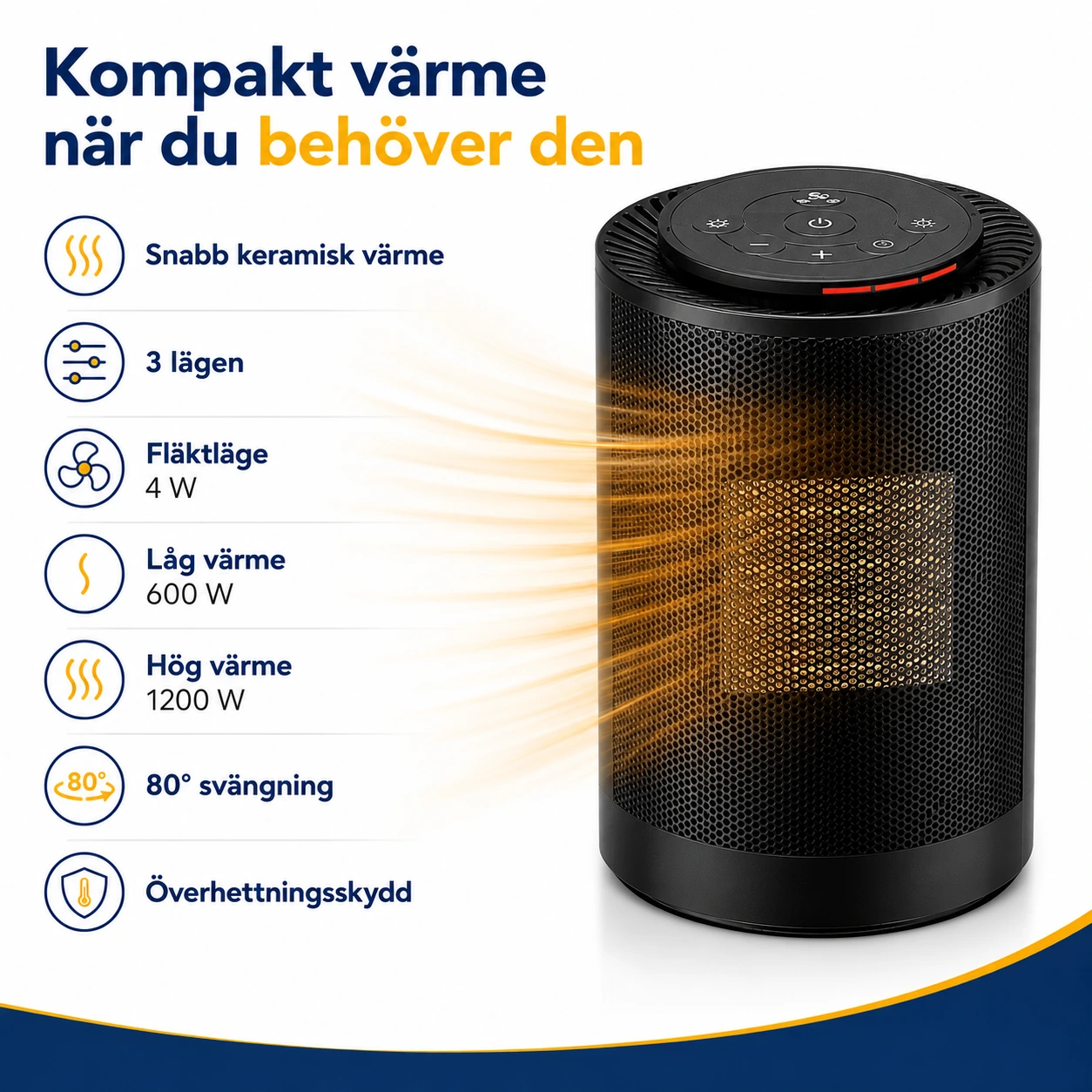 Kannettava keraaminen lämpöpuhallin työpöydälle ja huoneeseen
