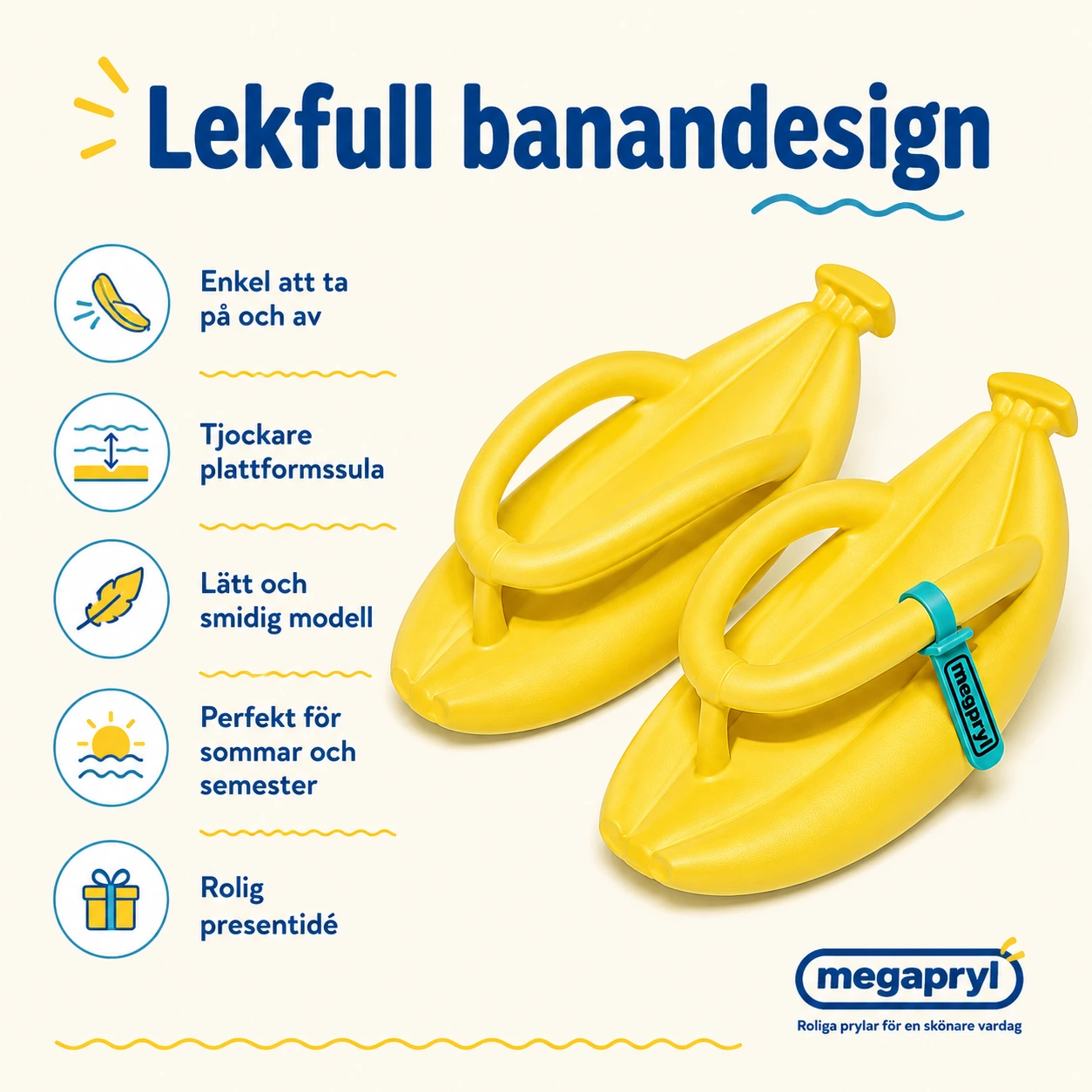 Flip Flops Bananformade med Plattformssula