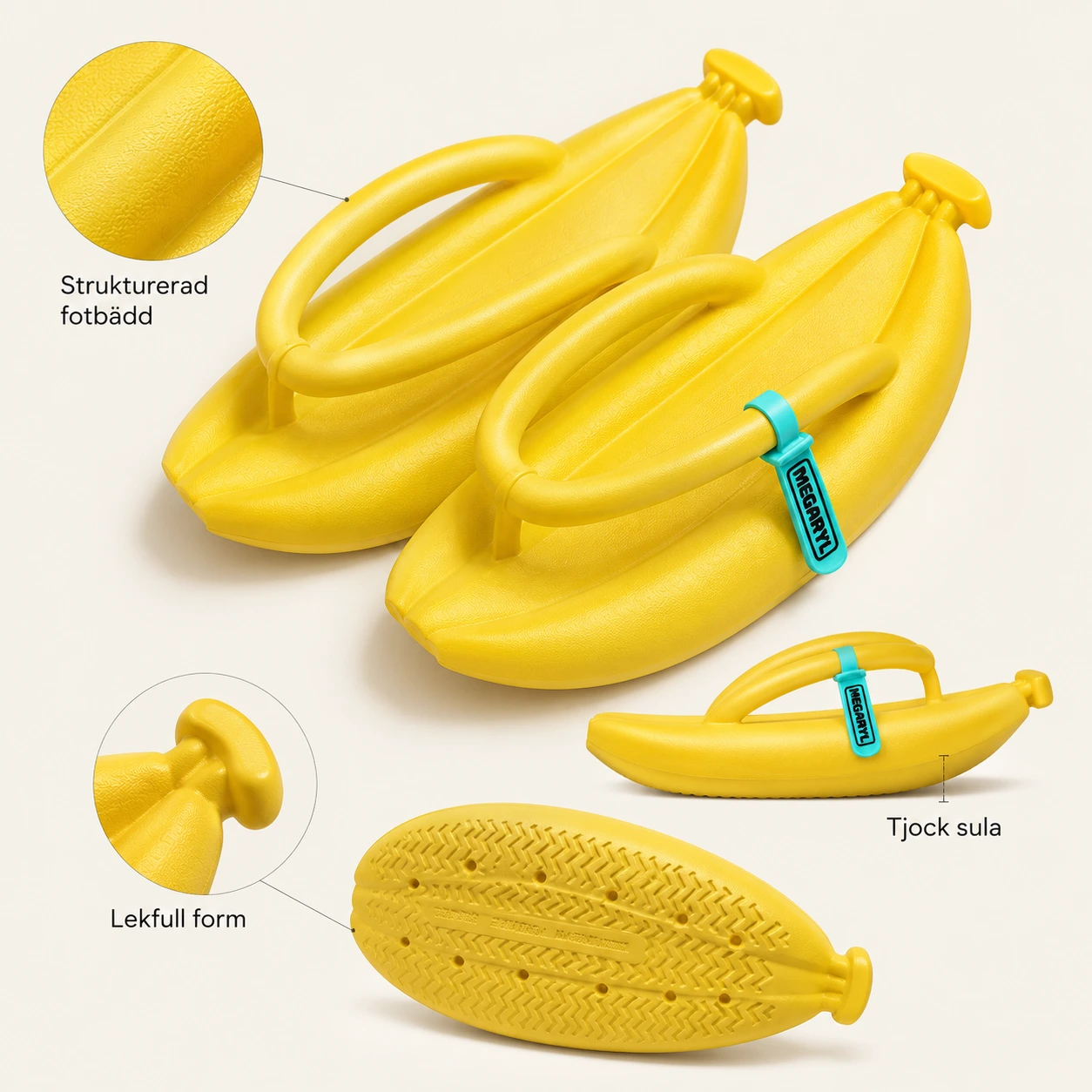Flip Flops Bananformade med Plattformssula