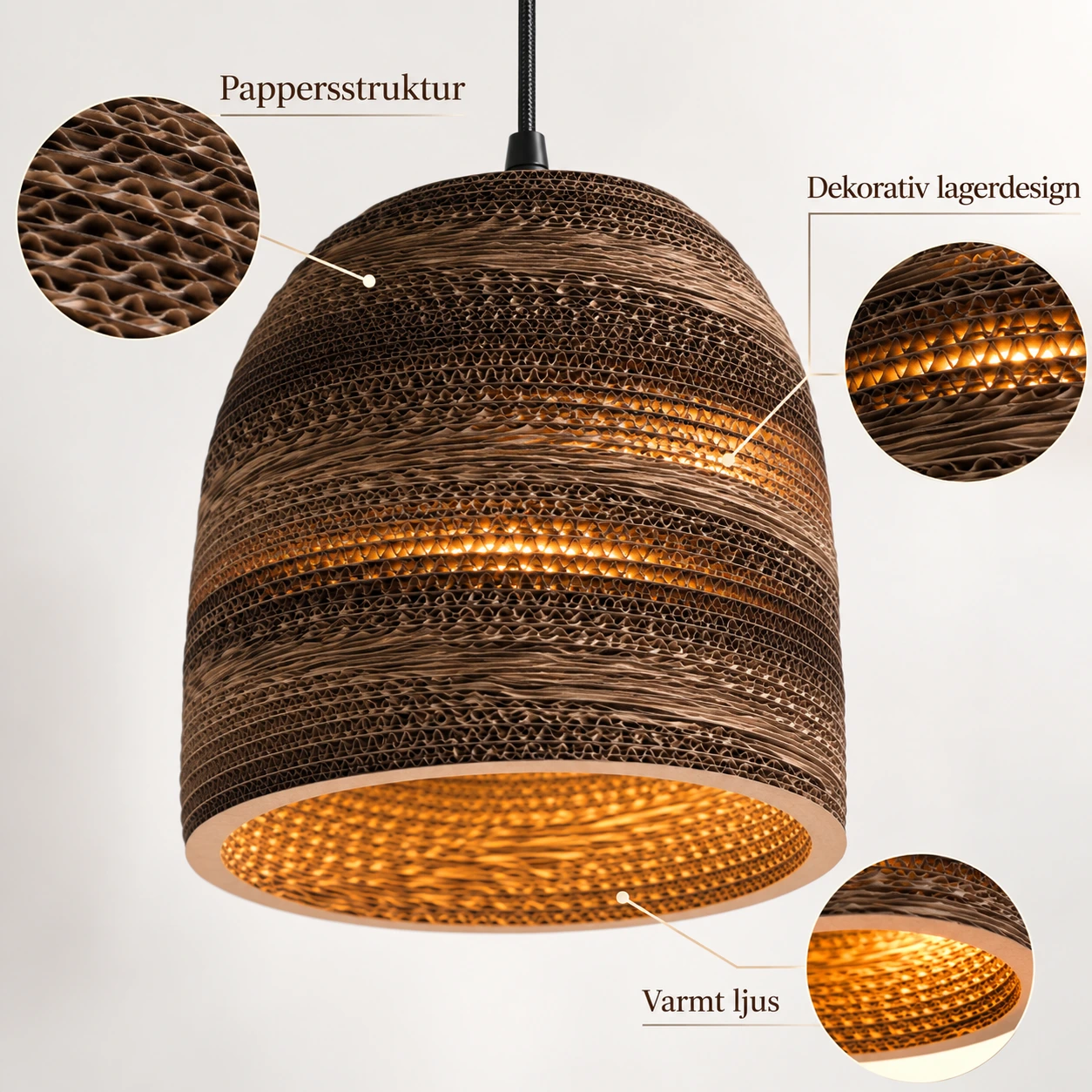 Taklampa i papper med E27-sockel, dia 25 cm