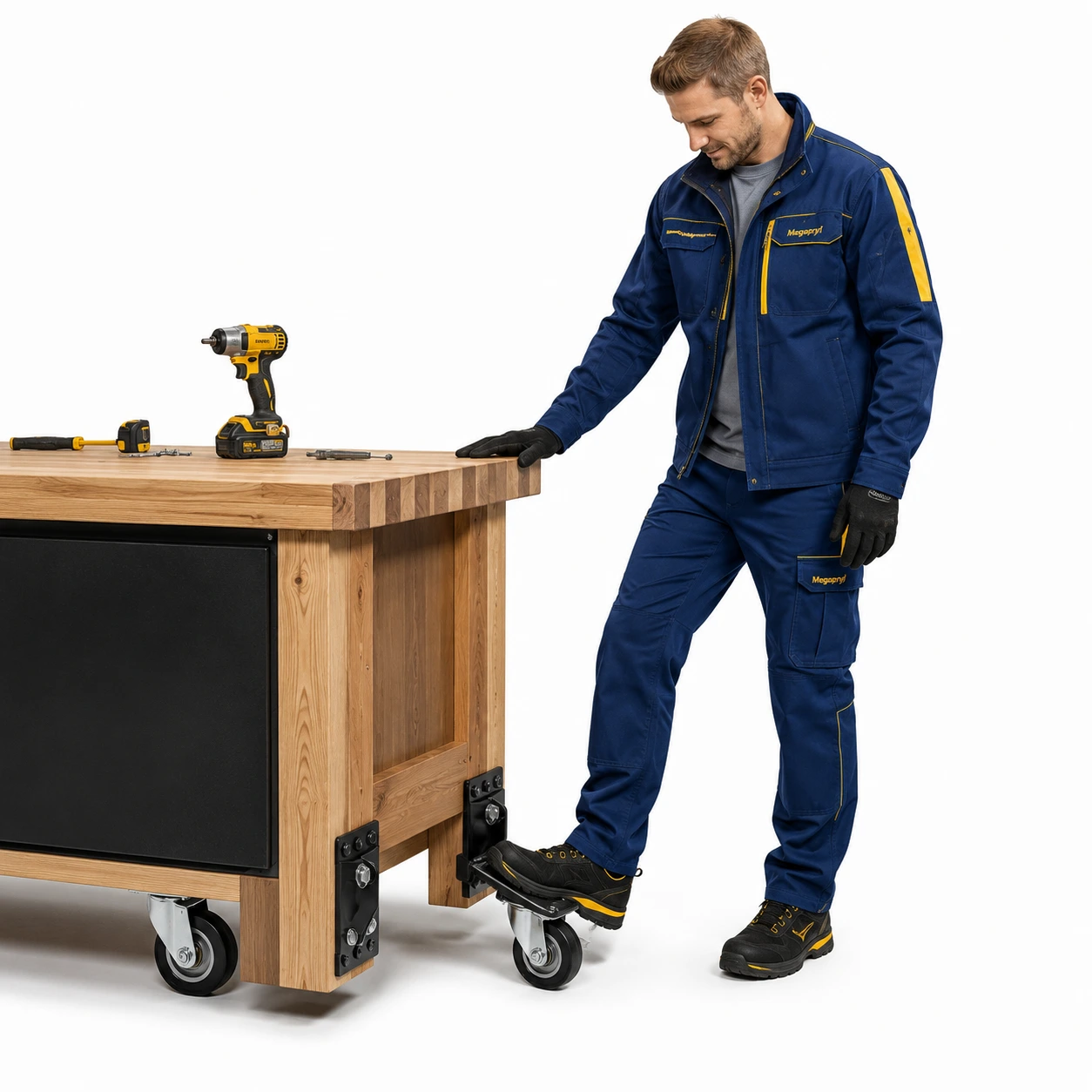 Työpöydän pyörät jarrulla ja 360° kääntyvyydellä 4 kpl