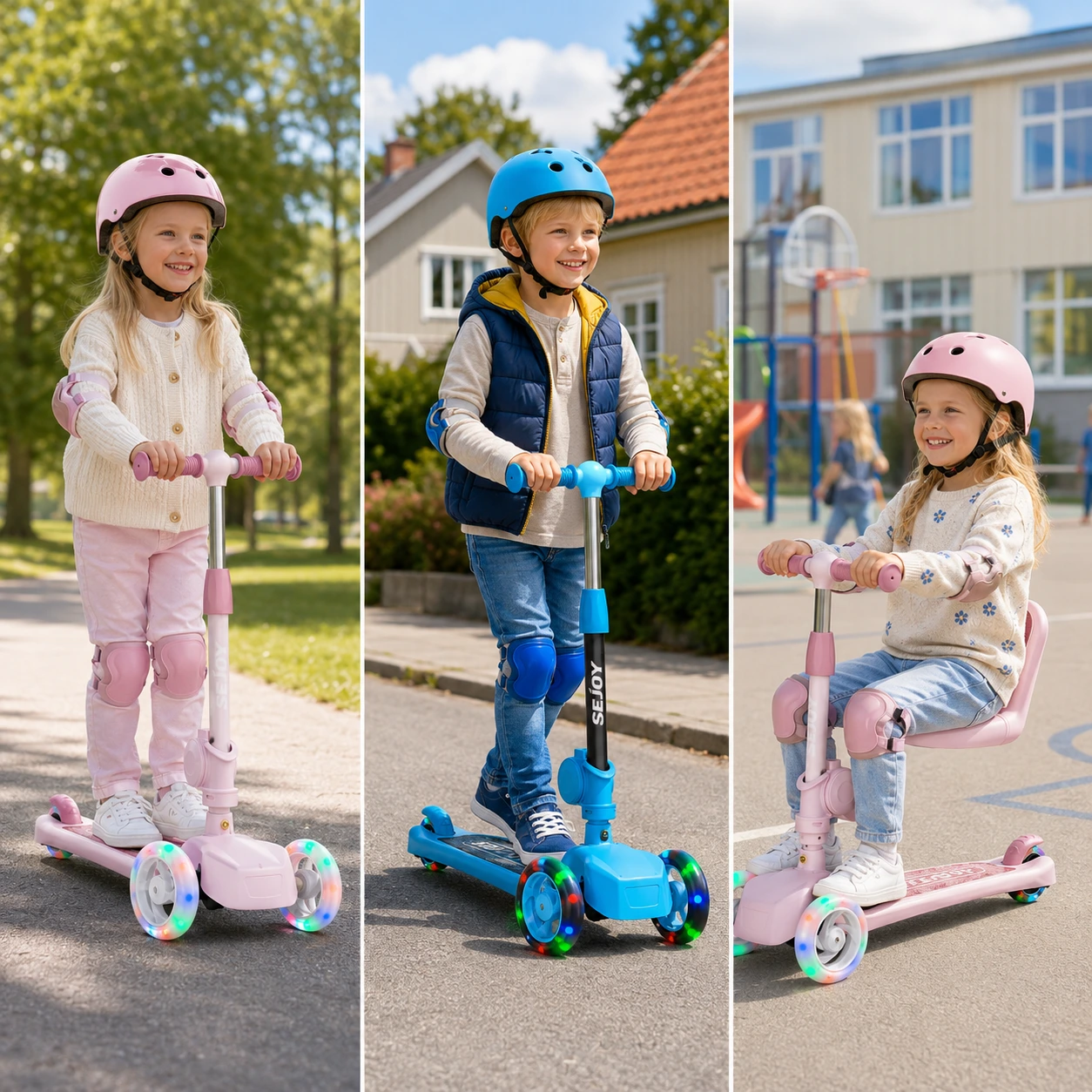 Barnsparkcykel 3-i-1 – Med Sits & LED-hjul