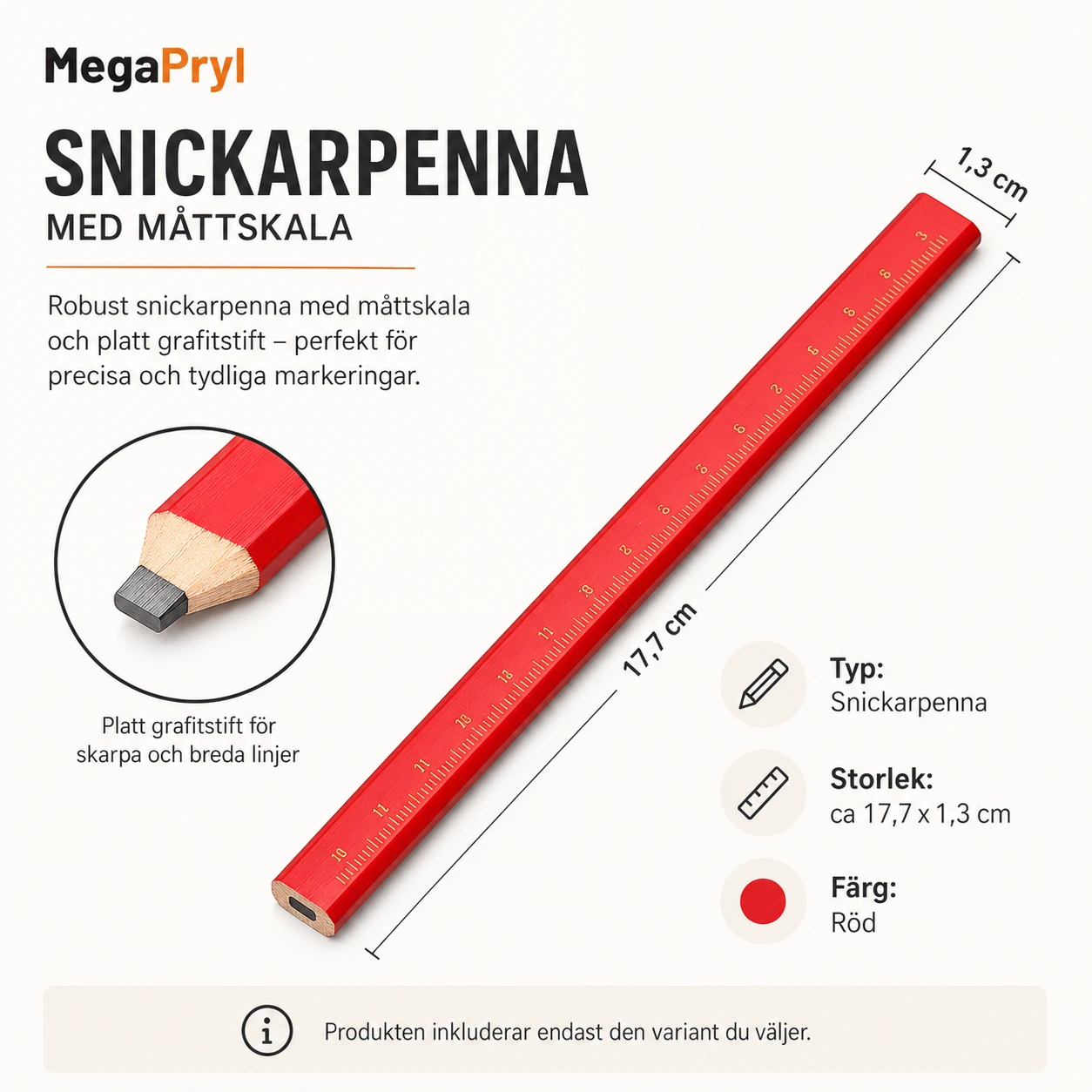 Snickarpenna för märkning och mätning