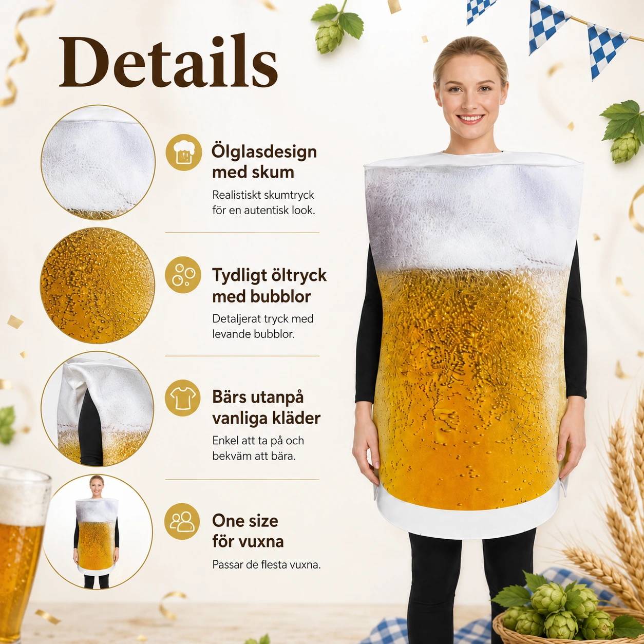 Öldräkt för maskerad i one size