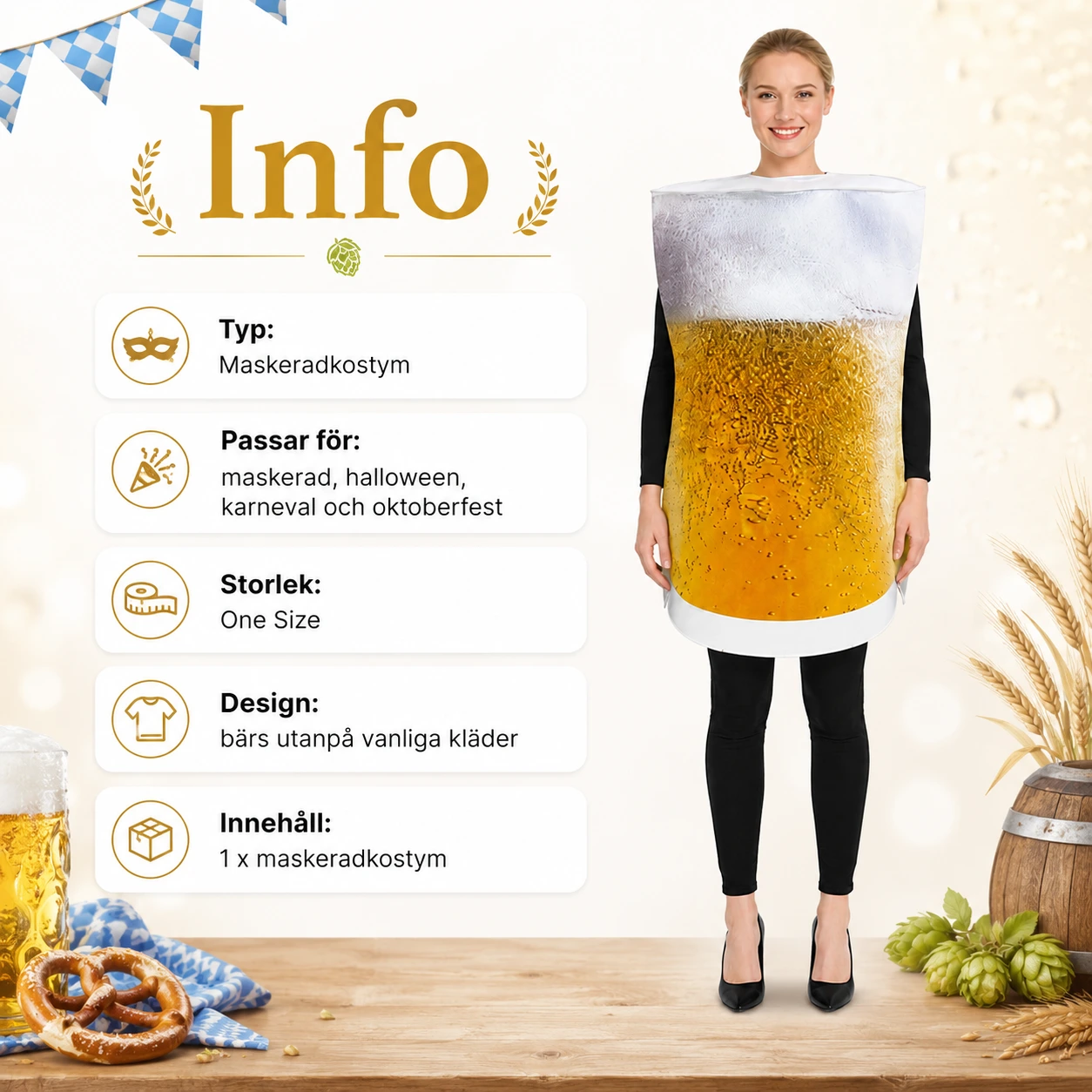 Öldräkt för maskerad i one size