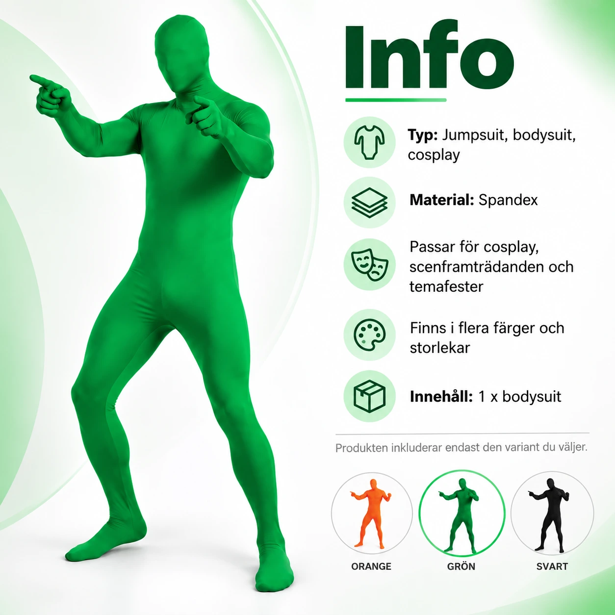 Enfärgad Helkropps Zentai Bodysuit