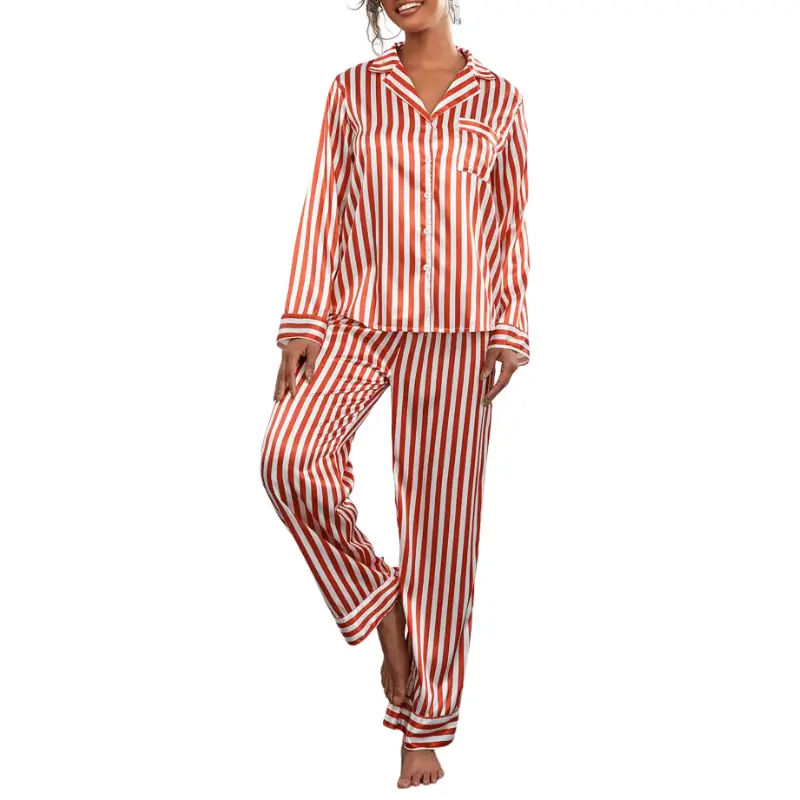 Julpyjamas Dam - Randig Satin 3