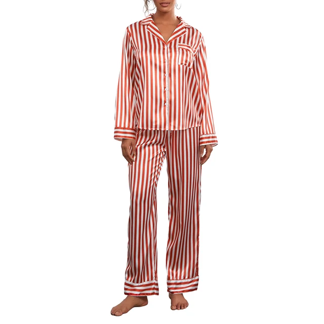 Julpyjamas Dam - Randig Satin 17