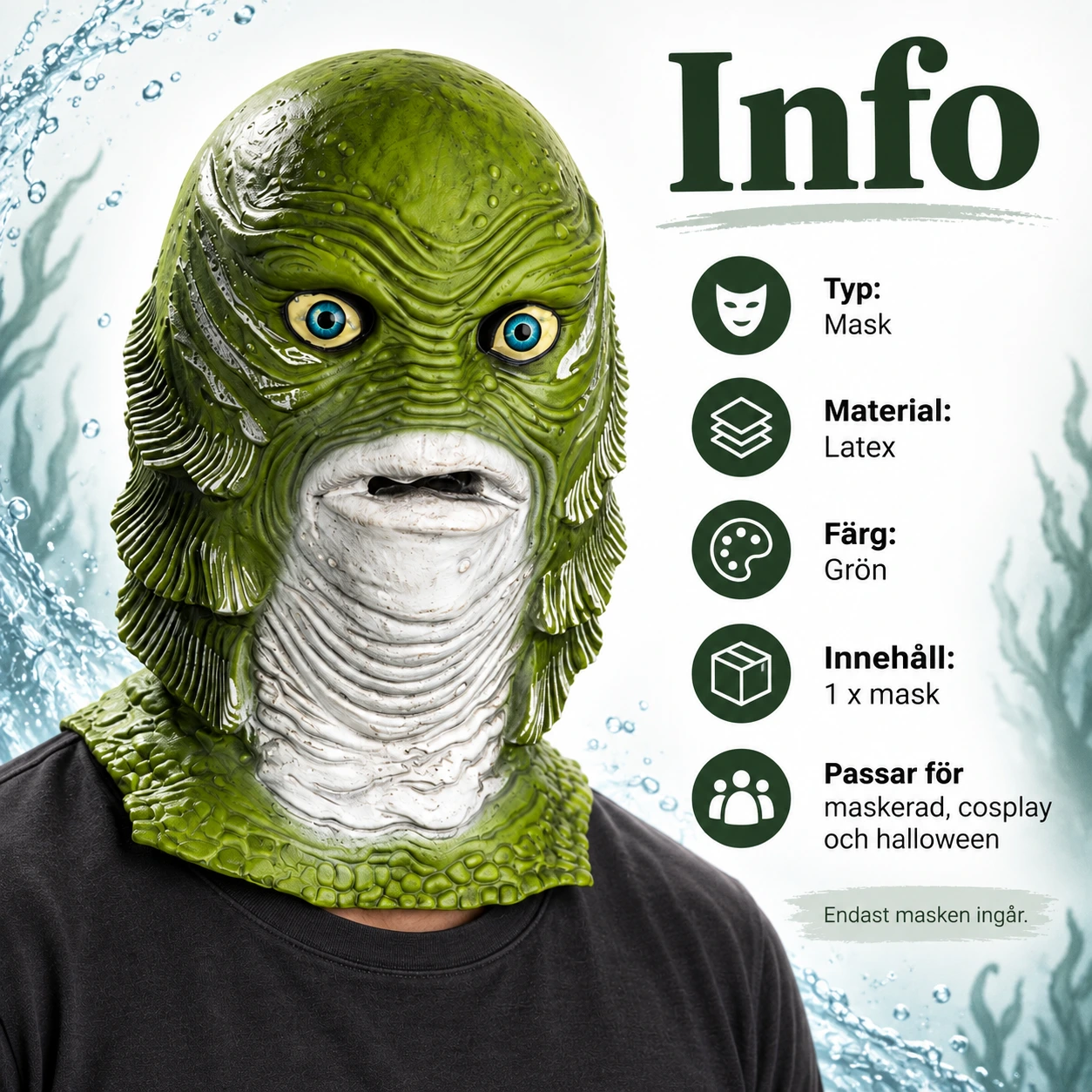 Mask fiskmonster heltäckande i latex