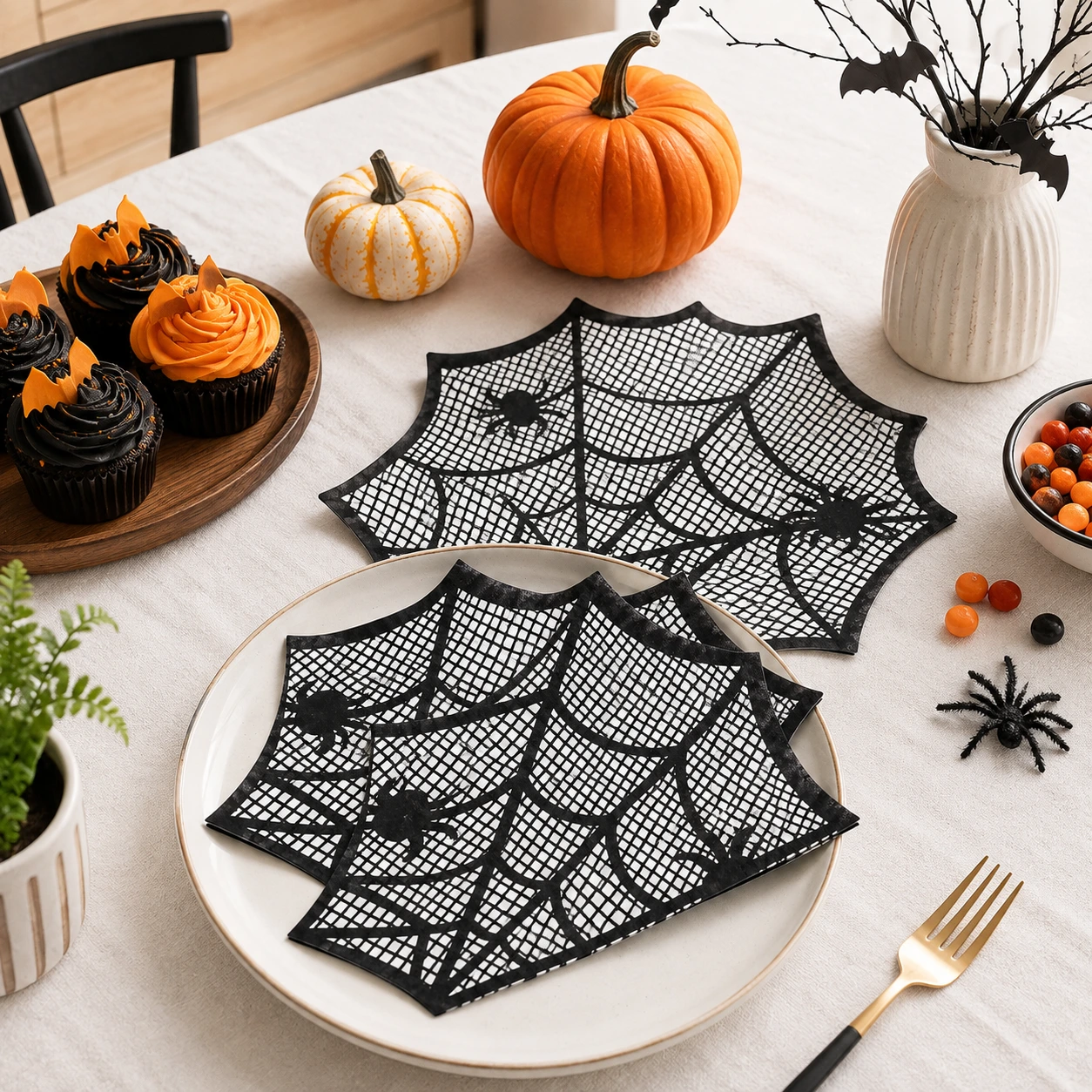 Servetter med spindelnät för halloween, 20-pack
