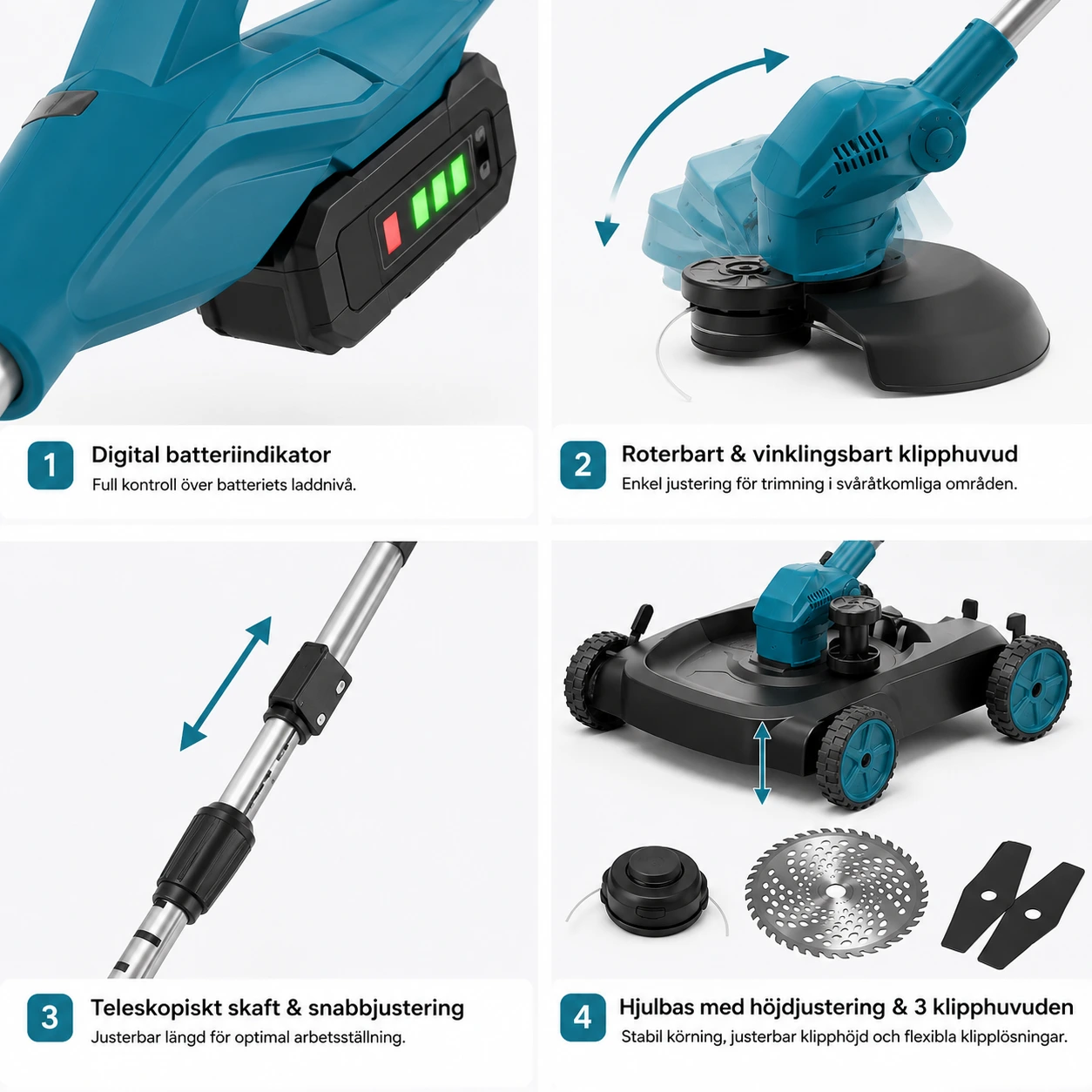 Grästrimmer 3-i-1 Batteridriven med Klippbas