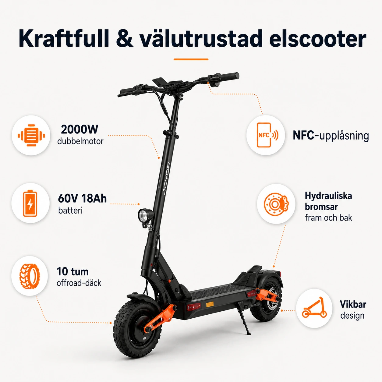 Elscooter Vikbar 2000W Dubbelmotor 60V 18Ah