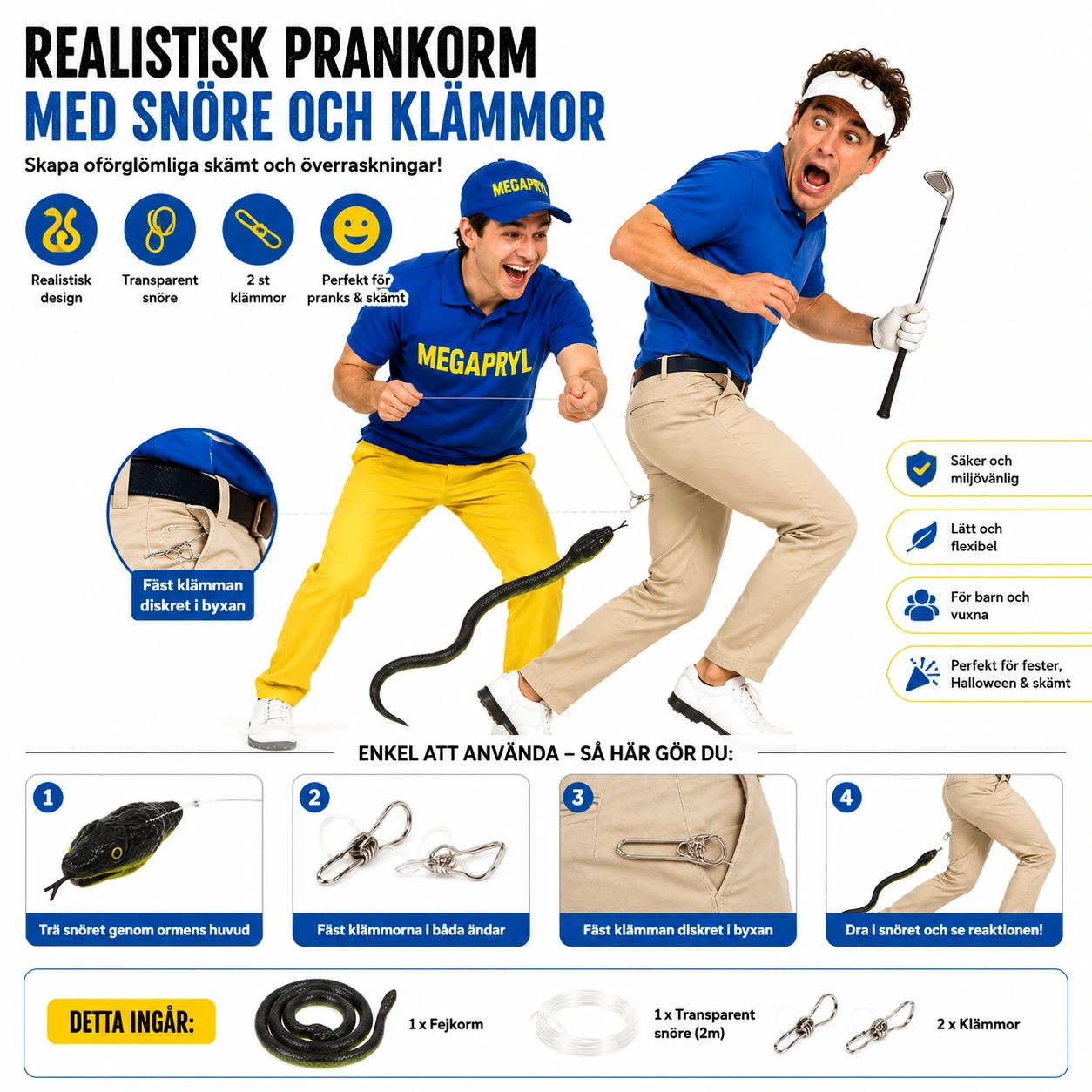 Fejkorm med Snöre – Realistisk Prankleksak