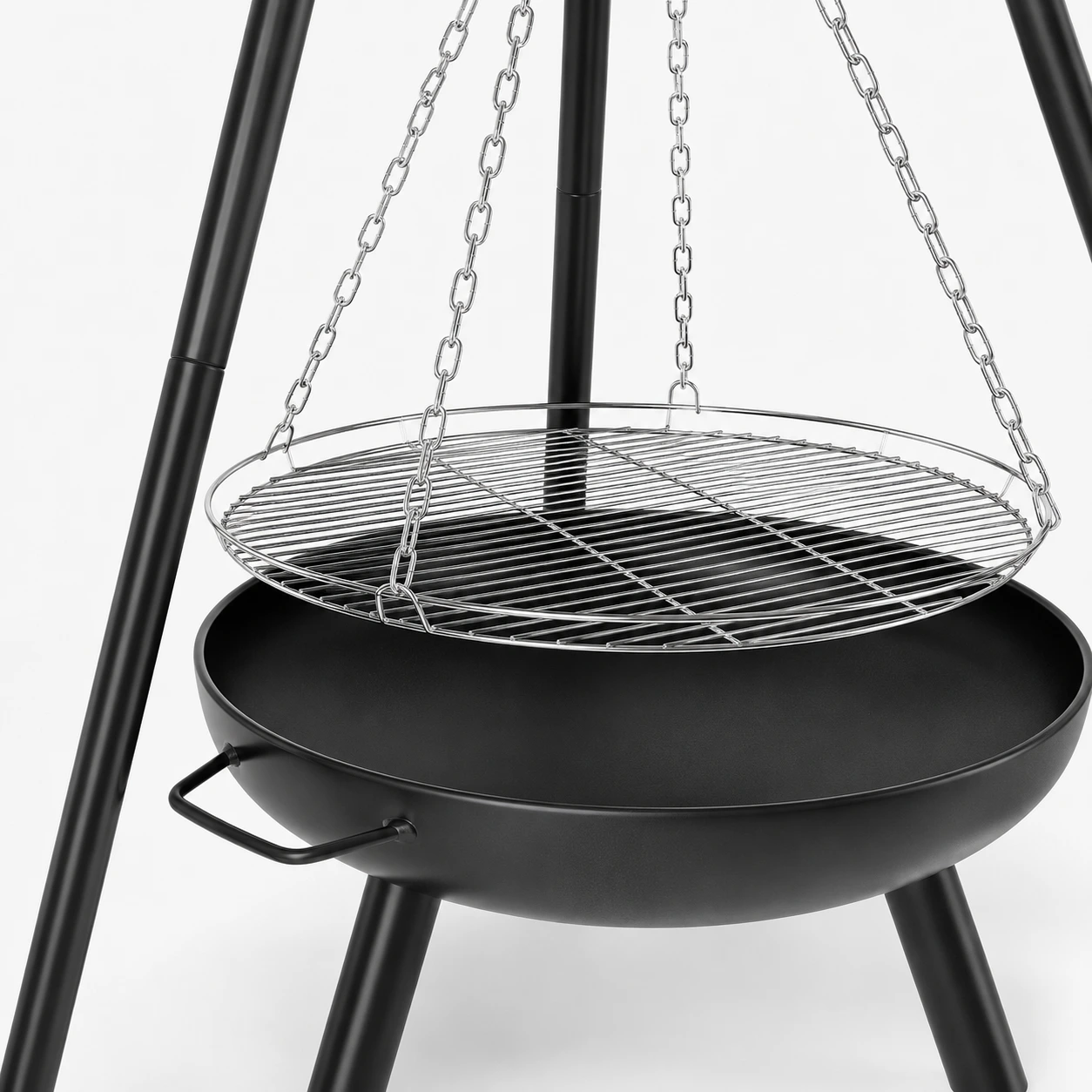 Eldstad med Grillgaller på Stativ 68 cm Höjdjusterbar