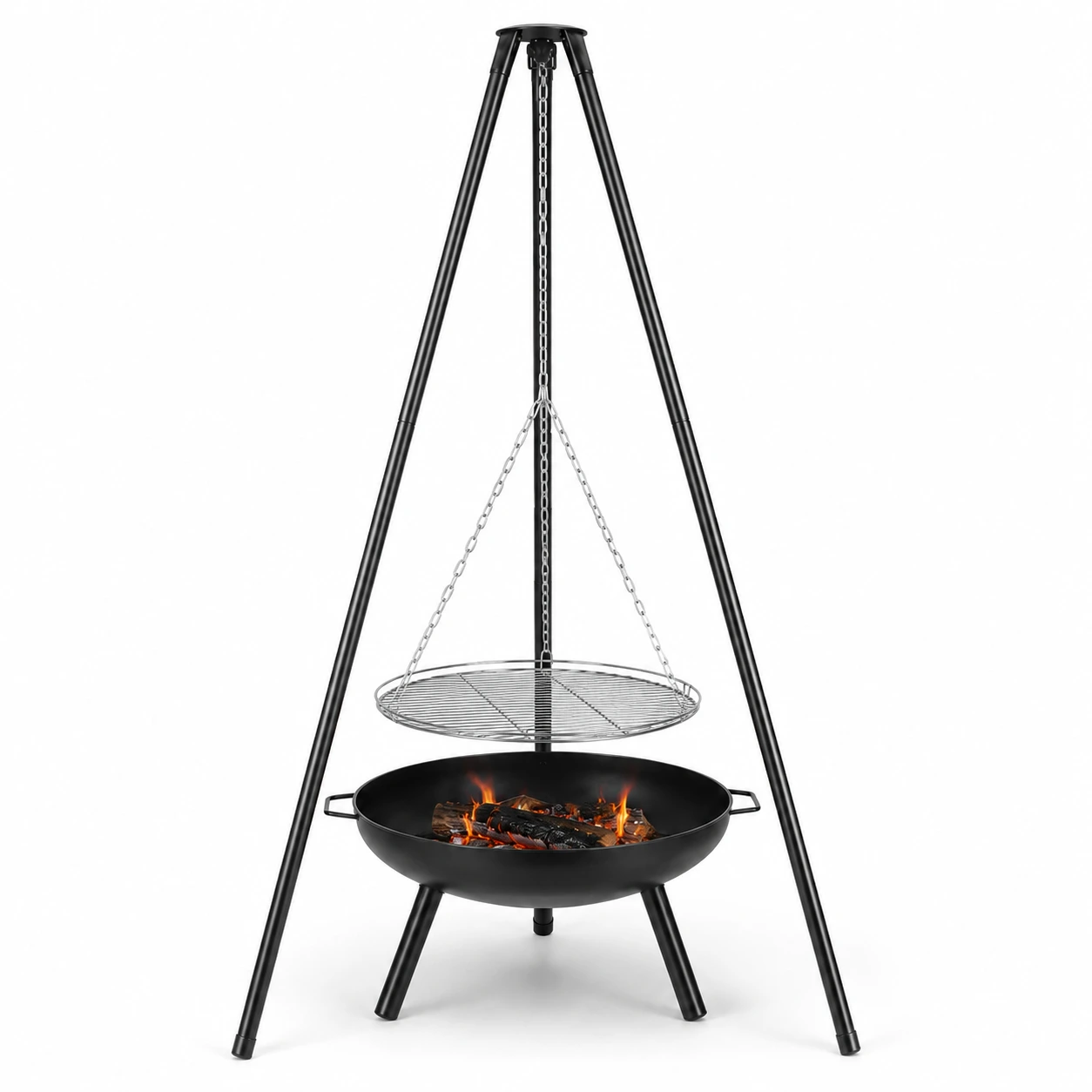 Eldstad med Grillgaller på Stativ 68 cm Höjdjusterbar