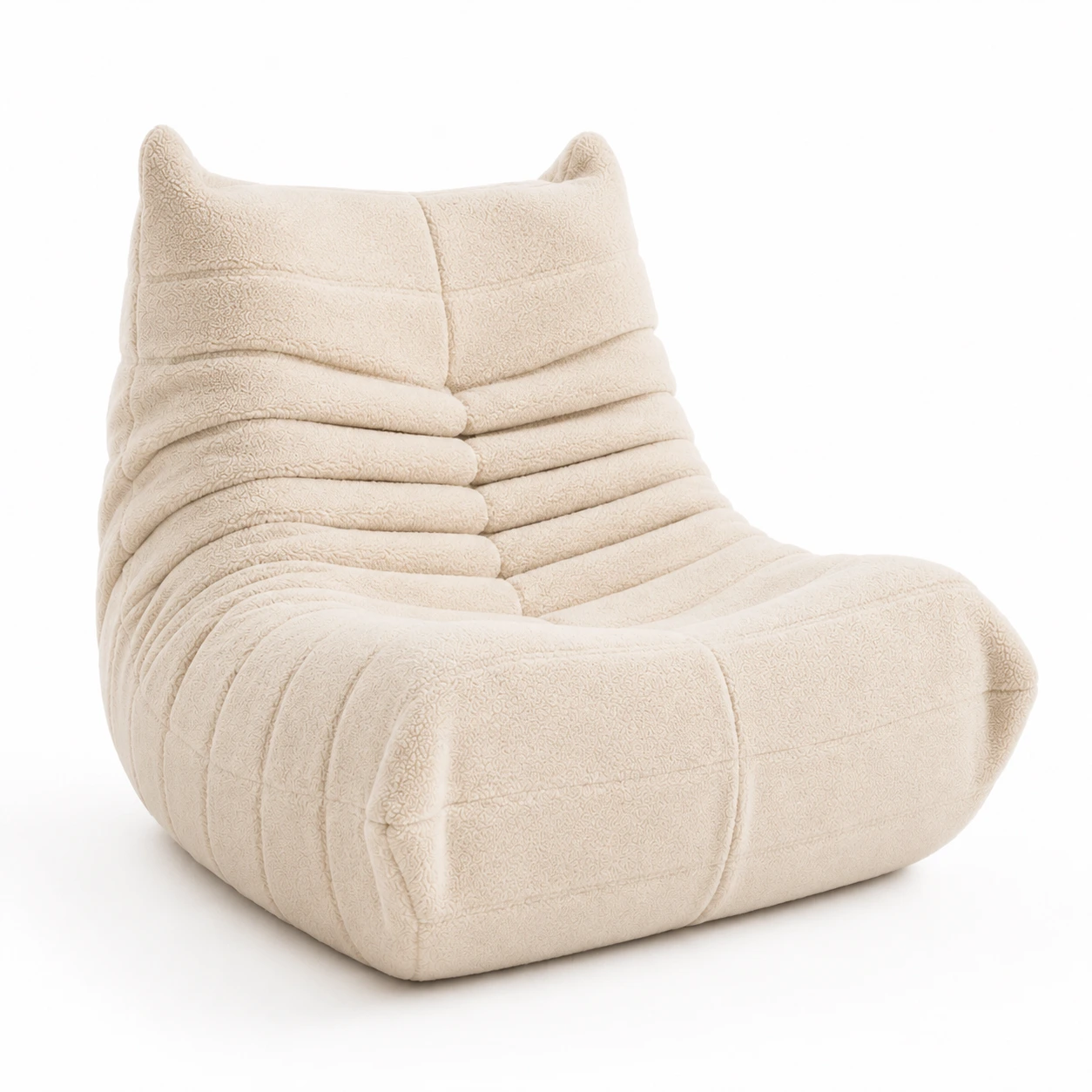 Golvfåtölj i Teddy Beige med Hög Rygg
