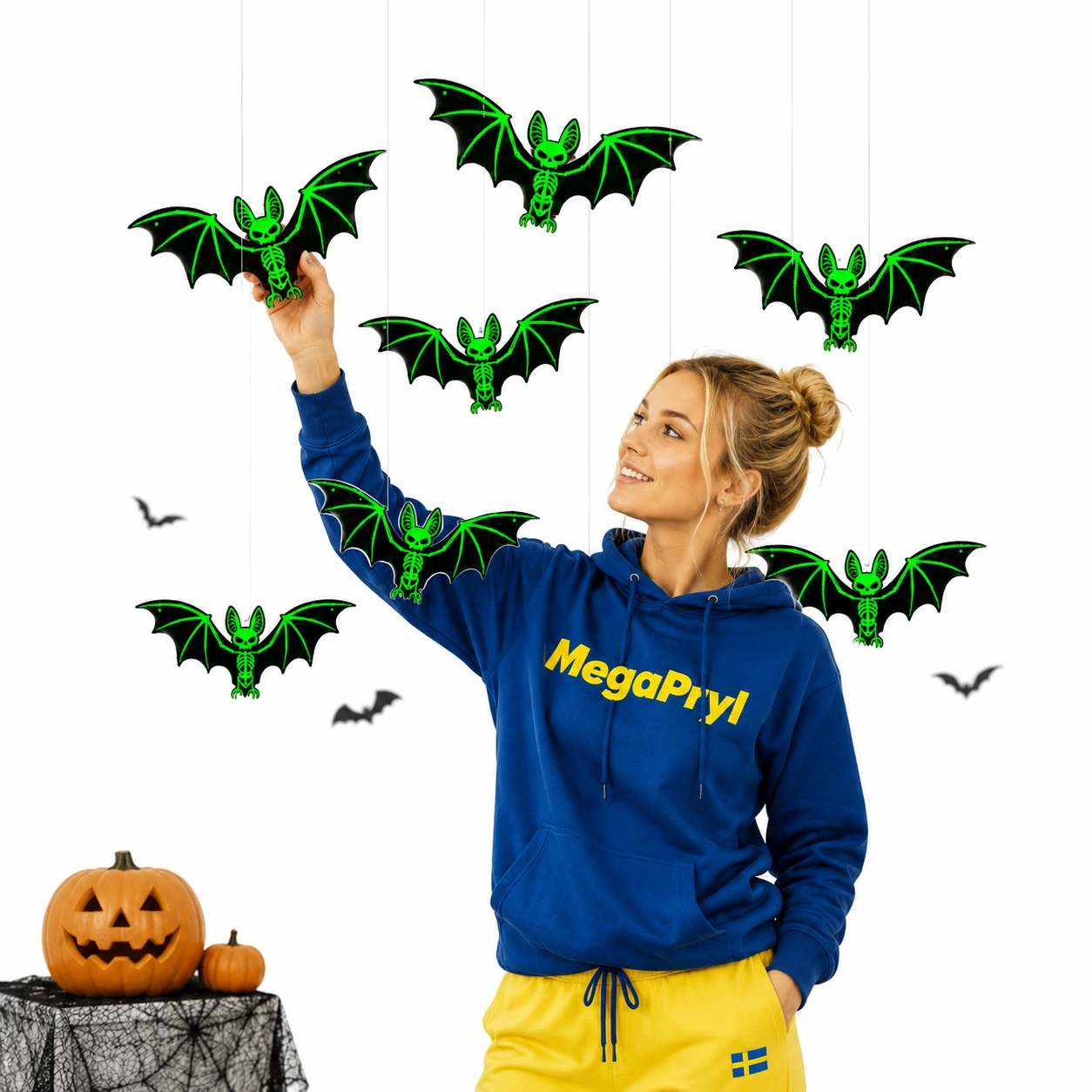 Hängande halloweenfladdermöss för dekoration, 10-pack