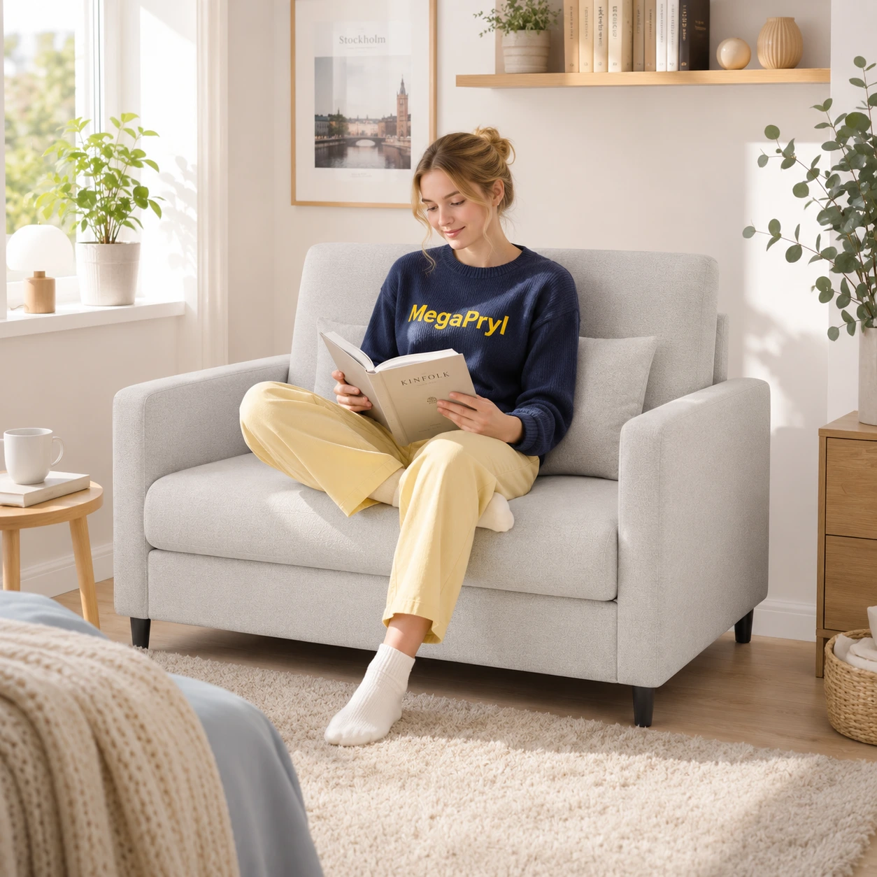 2-sits soffa för vardagsrum och sovrum med enkel montering