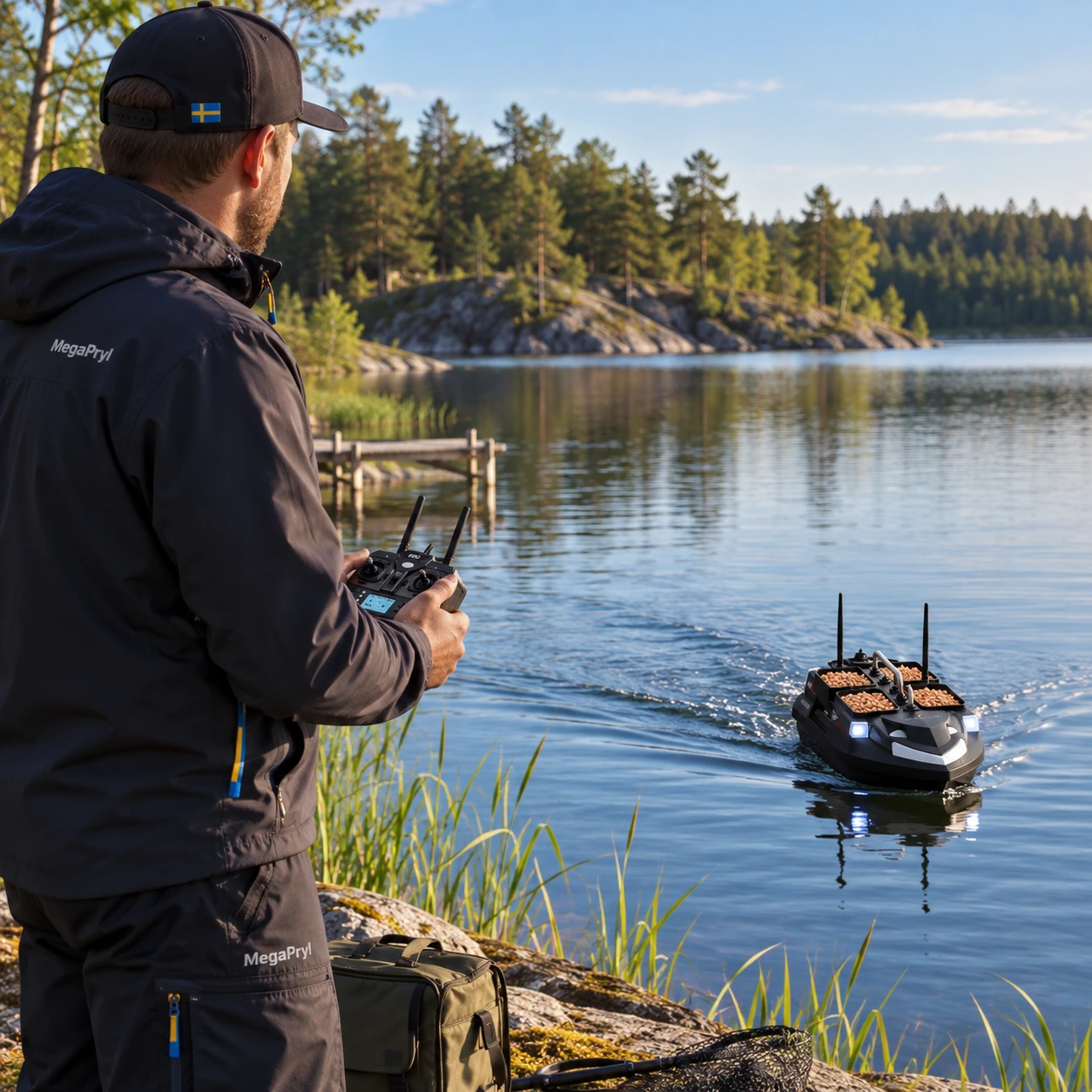 Betesbåt för fiske med fjärrkontroll och 4 fack