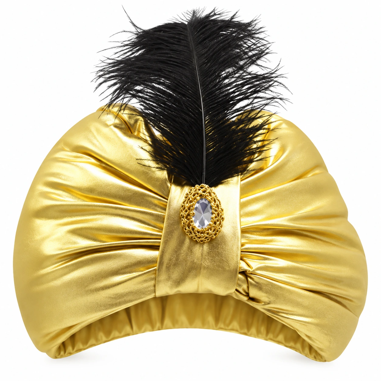 Guldturban med Svart Fjäder och Juvel