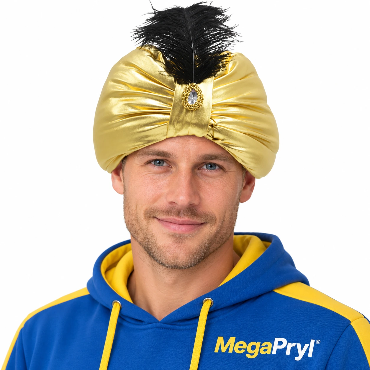 Guldturban med Svart Fjäder och Juvel