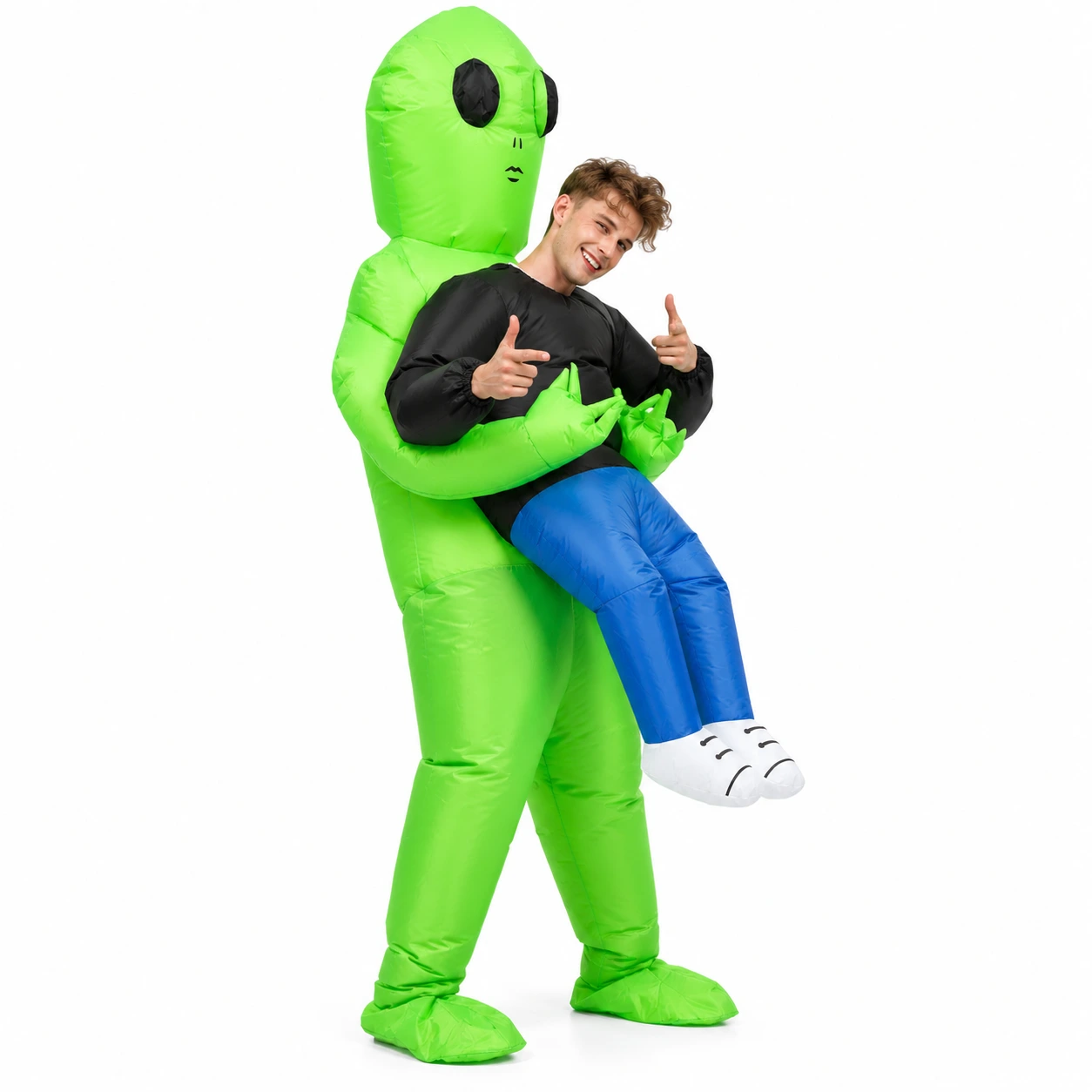 Maskeraddräkt vuxen bärande alien uppblåsbar grön