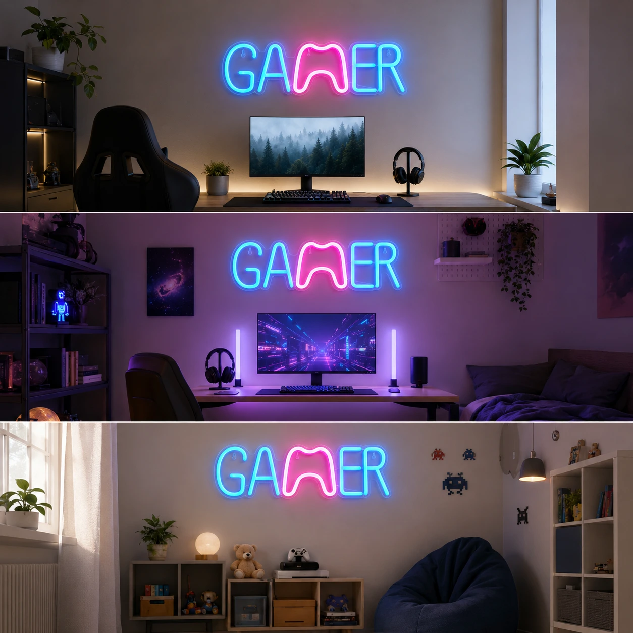Gamer Neon Skylt – LED Neonlampa med USB