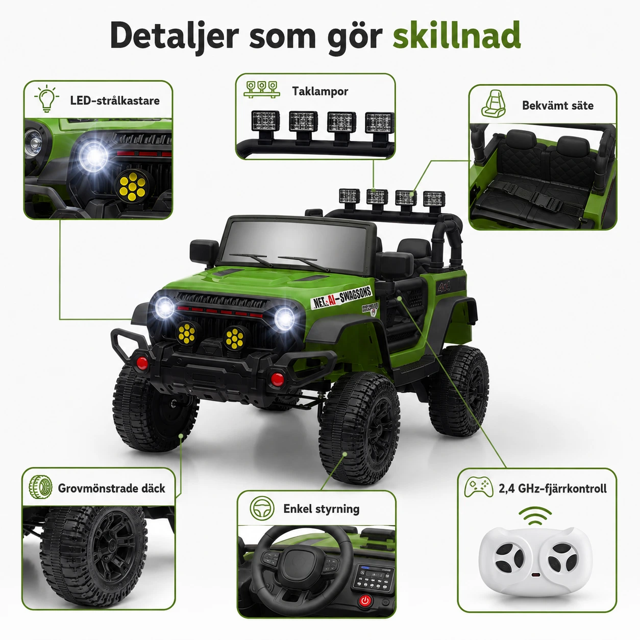 Elbil för barn med fjärrkontroll och 12 V
