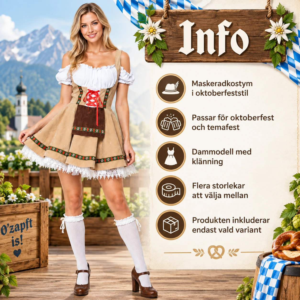 Oktoberfestdräkt för dam och herr maskeradkostym
