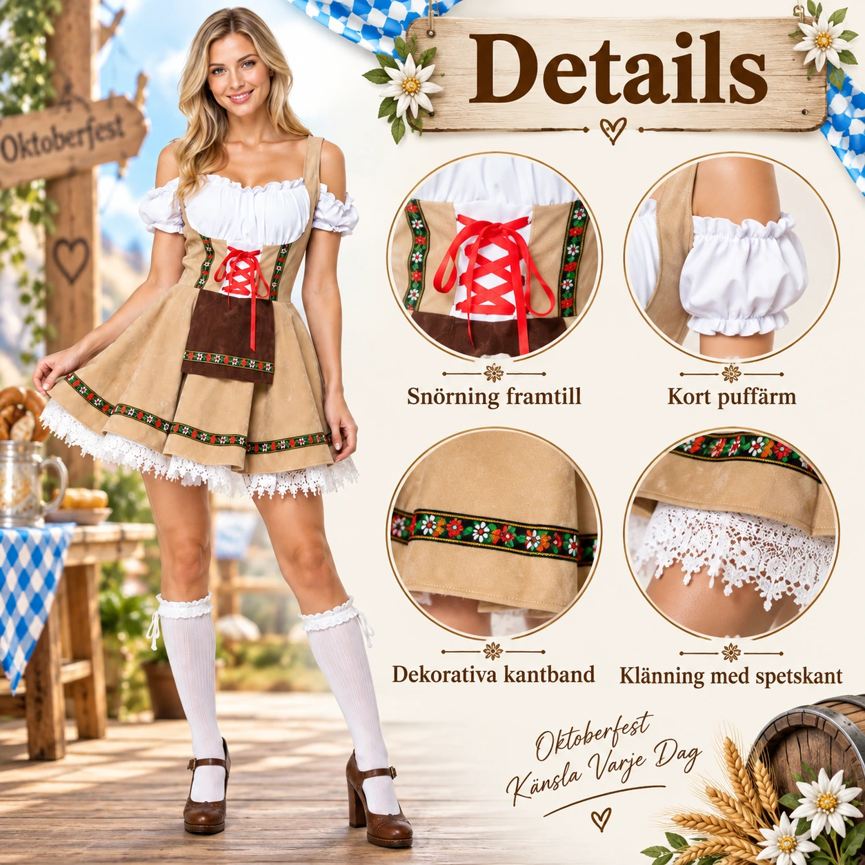 Oktoberfestdräkt för dam och herr maskeradkostym