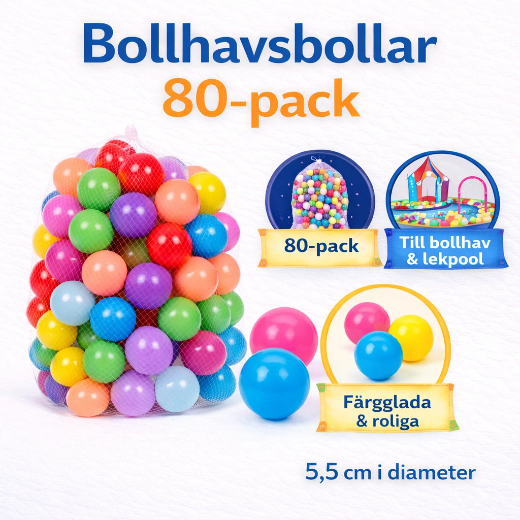 Bollhavsbollar 80-pack – färgglada plastbollar