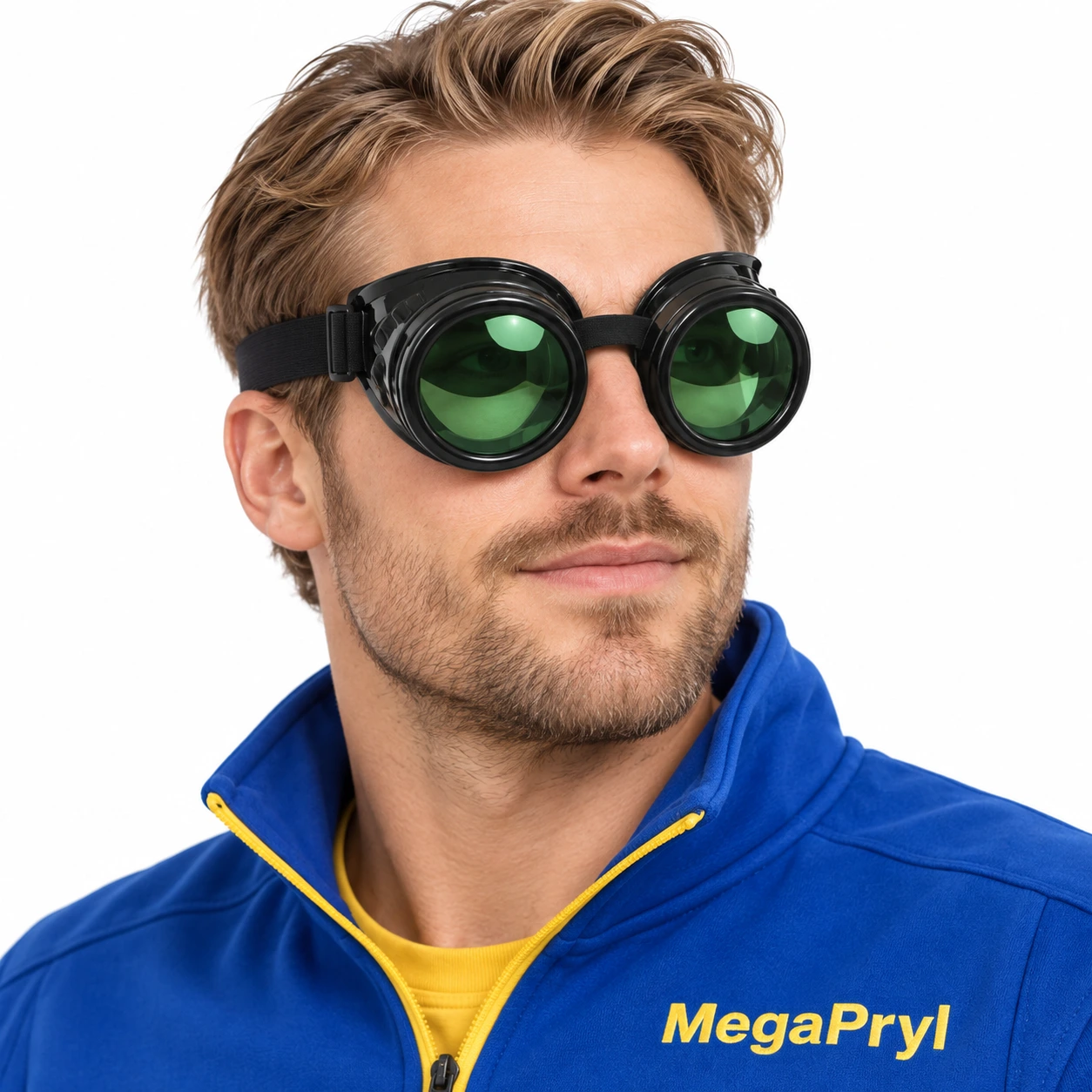 Svarta Steampunk Skyddsglasögon med Gröna Linser