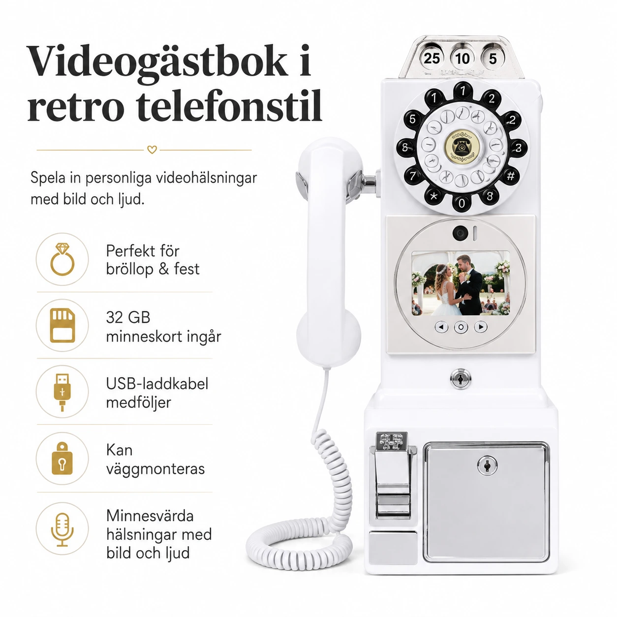 Videovieraskirja retro puhelintyyliin häihin ja juhliin