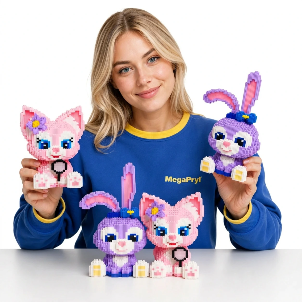 Byggklossfigur Kawaii 27 cm för Dekoration och Montering