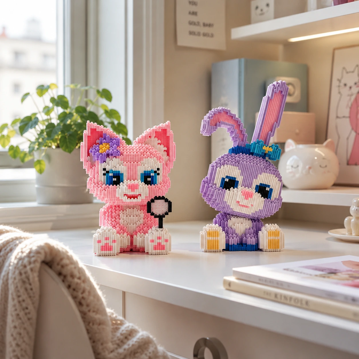 Byggklossfigur Kawaii 27 cm för Dekoration och Montering