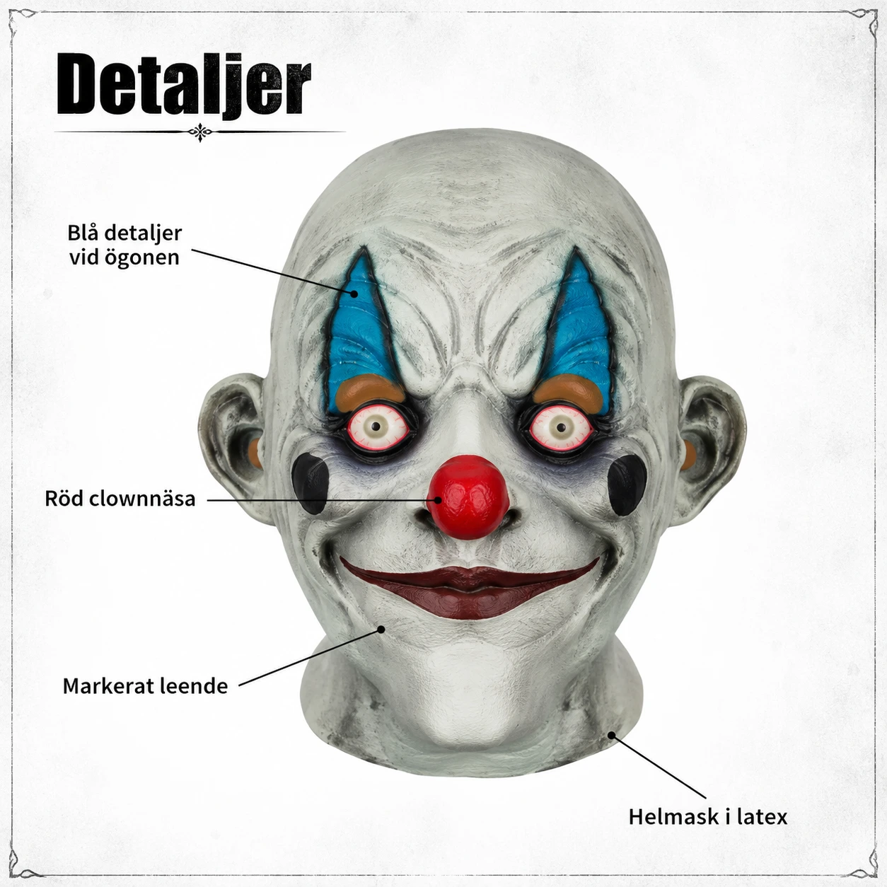 Clownmask för maskerad och halloween