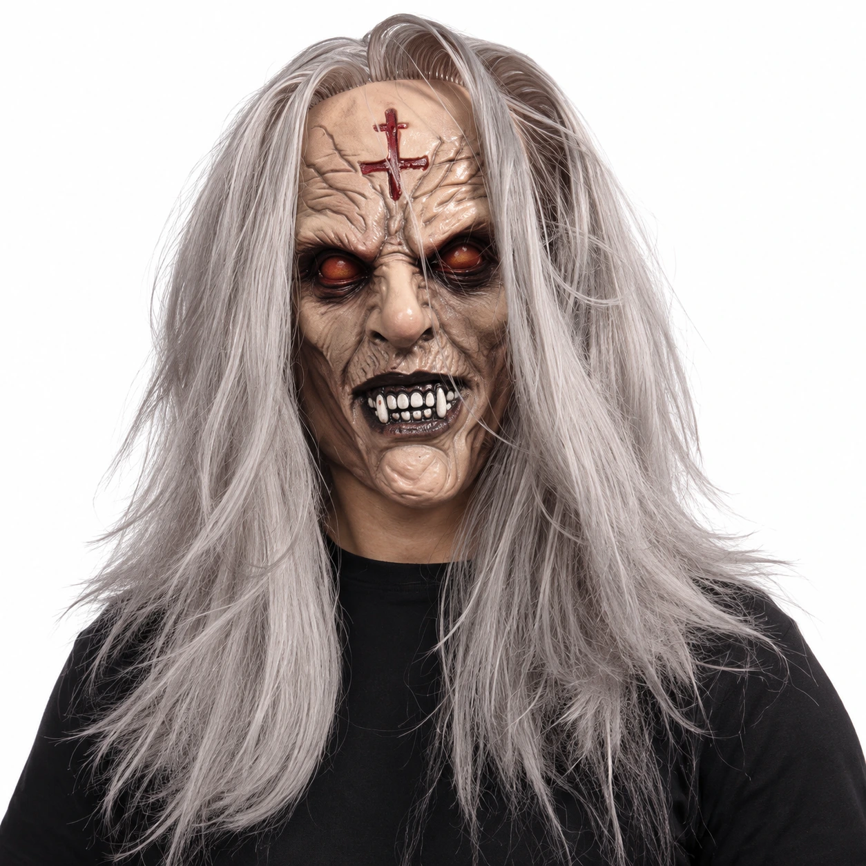 Mask vampyr vuxen i latex med grått hår