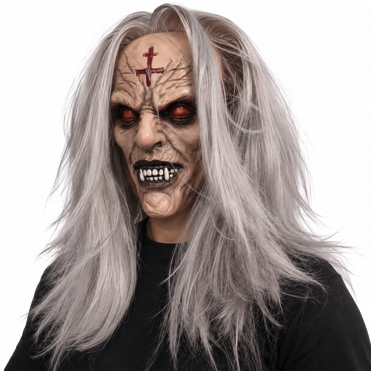 Mask vampyr vuxen i latex med grått hår