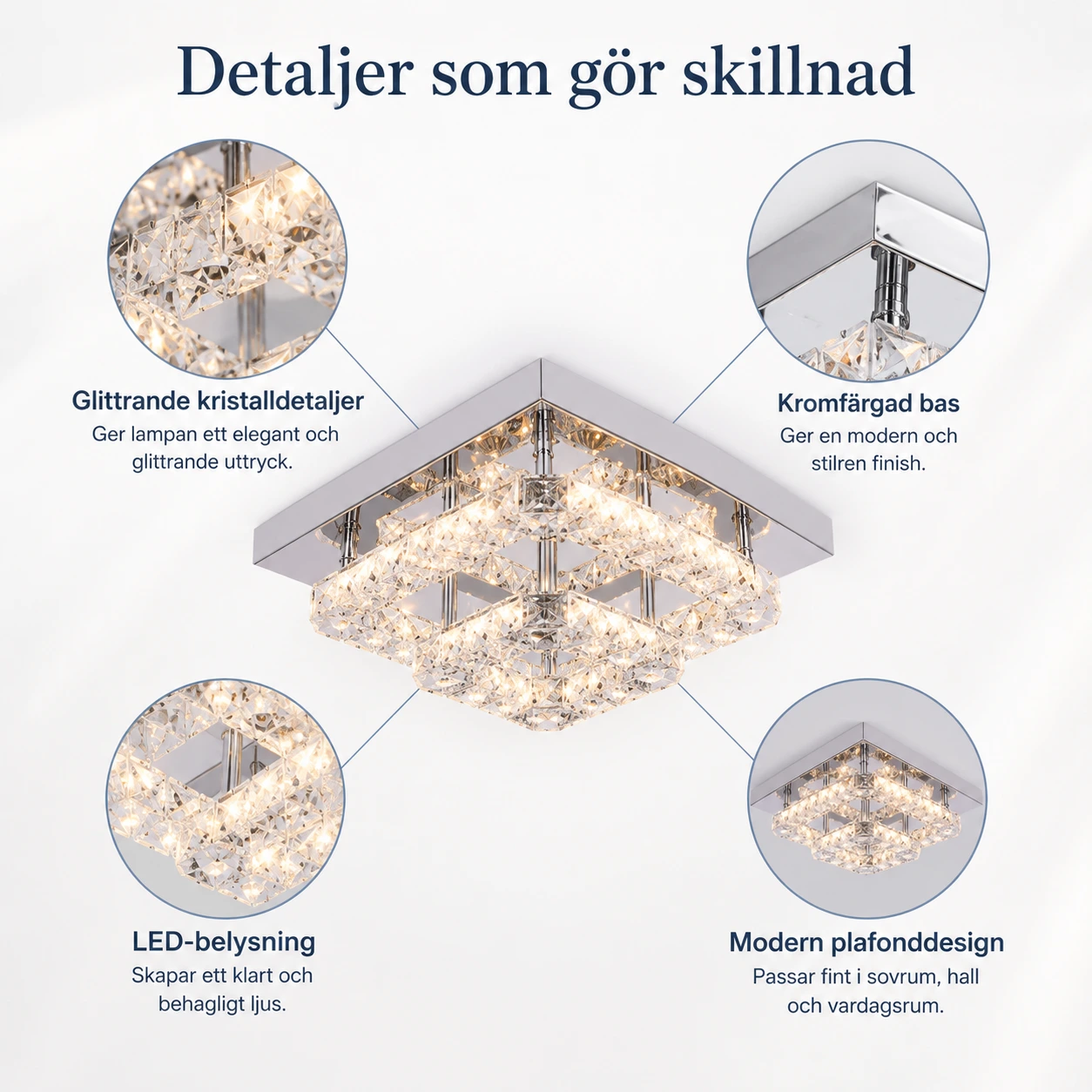 Kristallplafond LED för sovrum och vardagsrum 27 cm