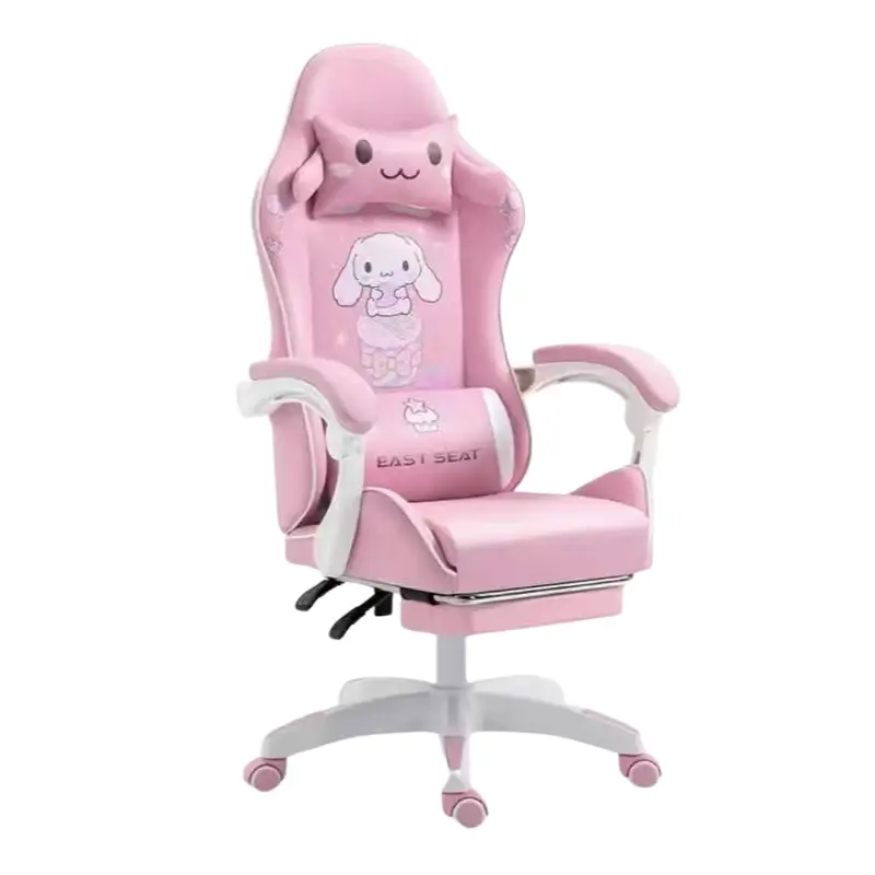 Gamingstol Rosa med Kattöron och Kattass Ländkudde 8