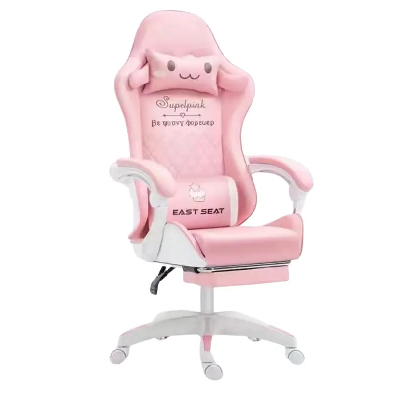 Gamingstol Rosa med Kattöron och Kattass Ländkudde 12