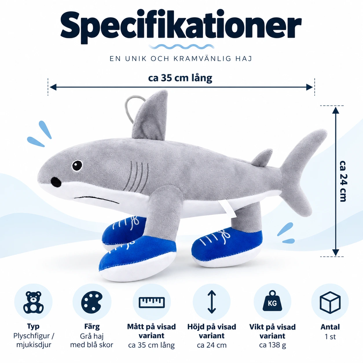 Grå Haj med Blå Skor
