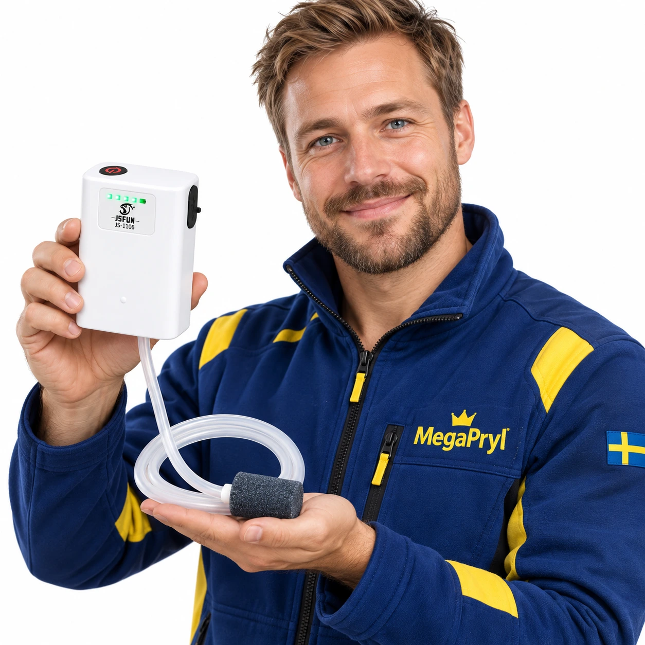 Ilmapumppu kalastusastiaan ladattavalla akulla