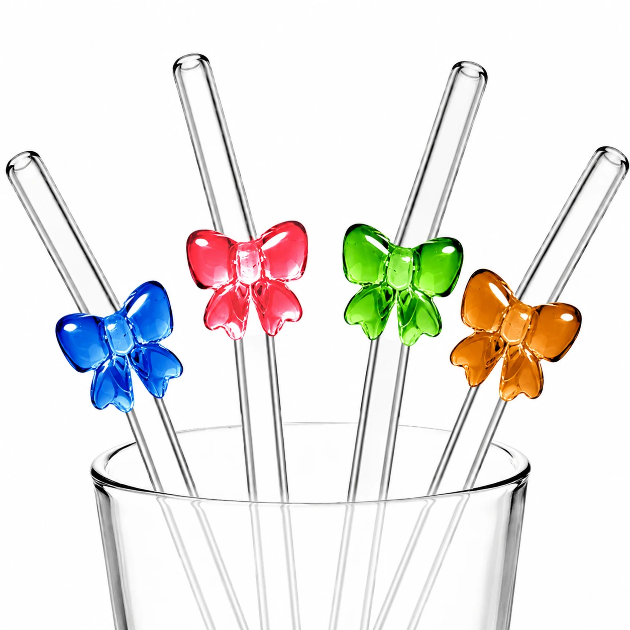Böjt Glasstrå med Rosetter i Borosilikatglas – 4-pack
